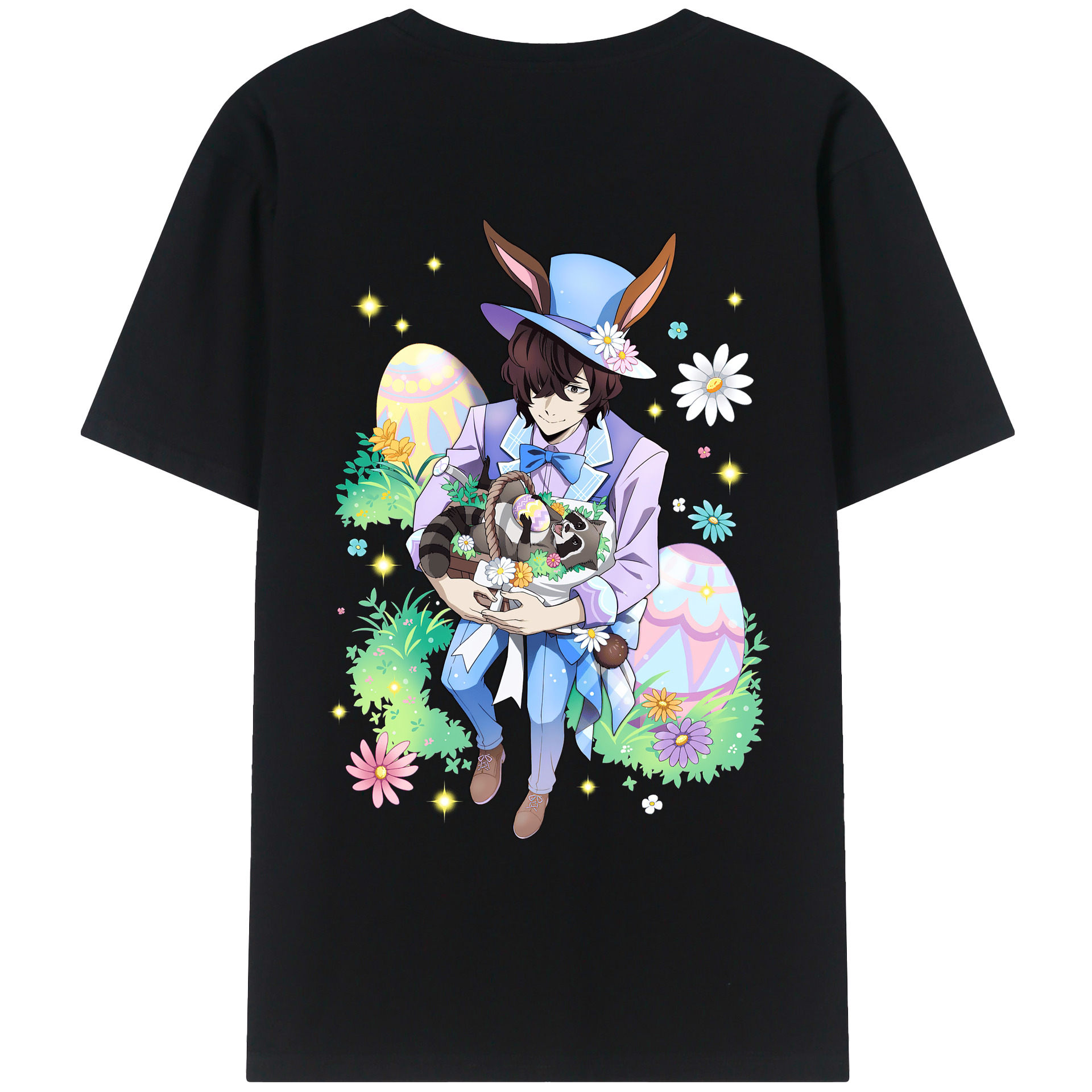 （画像用） 文豪ストレイドッグス Bungo Stray Dogs 綿100％ メンズ半袖Tシャツ（バックプリント） 通気性