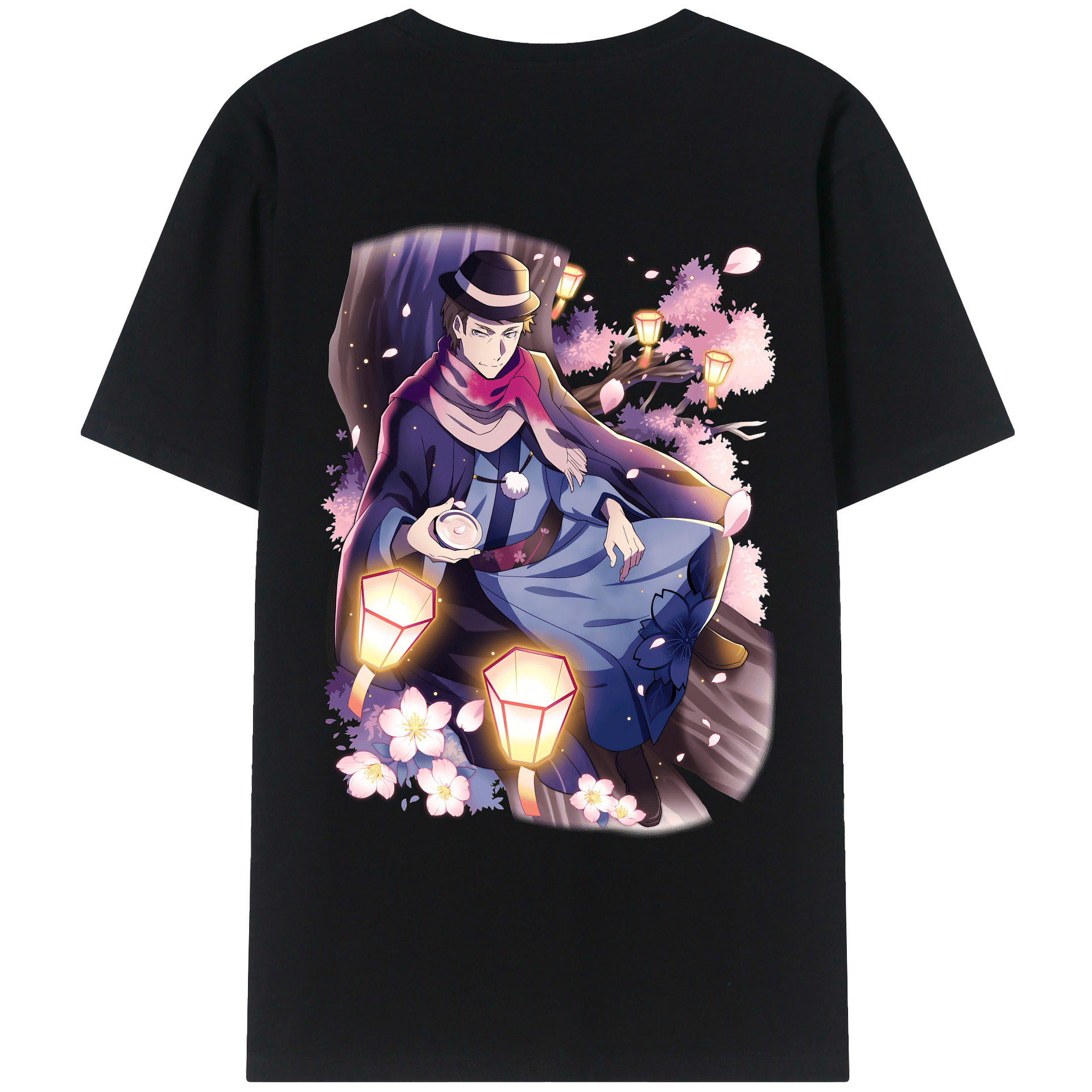 （画像用） 文豪ストレイドッグス Bungo Stray Dogs 綿100％ メンズ半袖Tシャツ（バックプリント） 通気性
