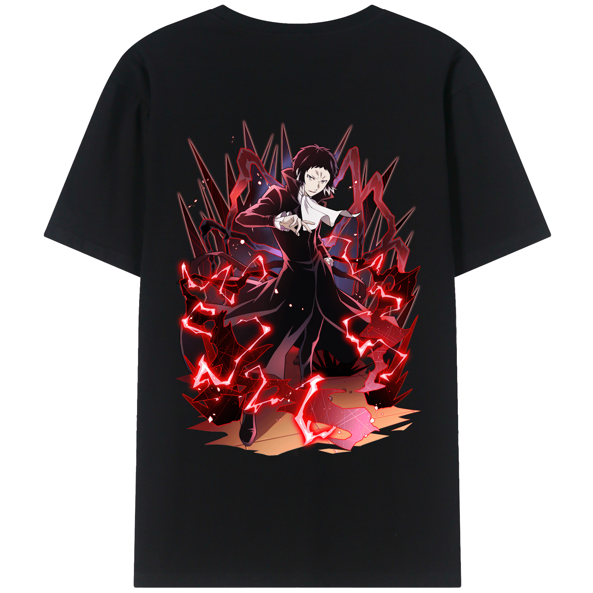 （画像用） 文豪ストレイドッグス Bungo Stray Dogs 綿100％ メンズ半袖Tシャツ（バックプリント） 通気性