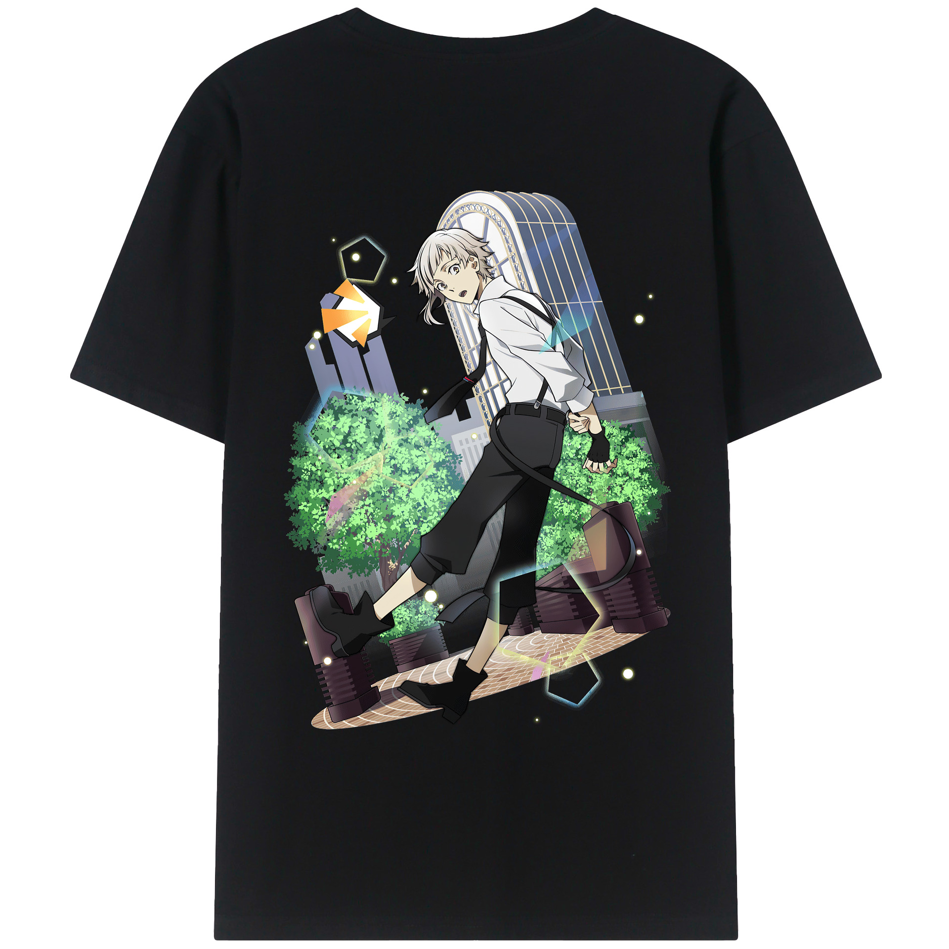 （画像用） 文豪ストレイドッグス Bungo Stray Dogs 綿100％ メンズ半袖Tシャツ（バックプリント） 通気性