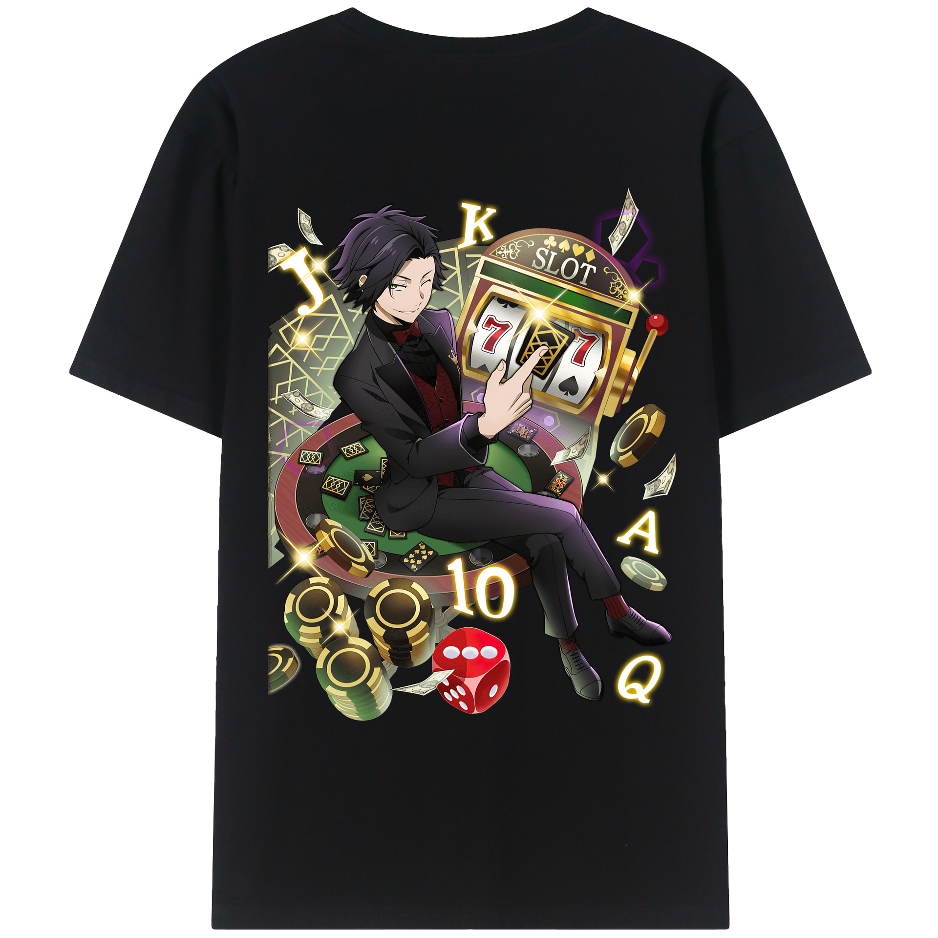 （画像用） 文豪ストレイドッグス Bungo Stray Dogs 綿100％ メンズ半袖Tシャツ（バックプリント） 通気性