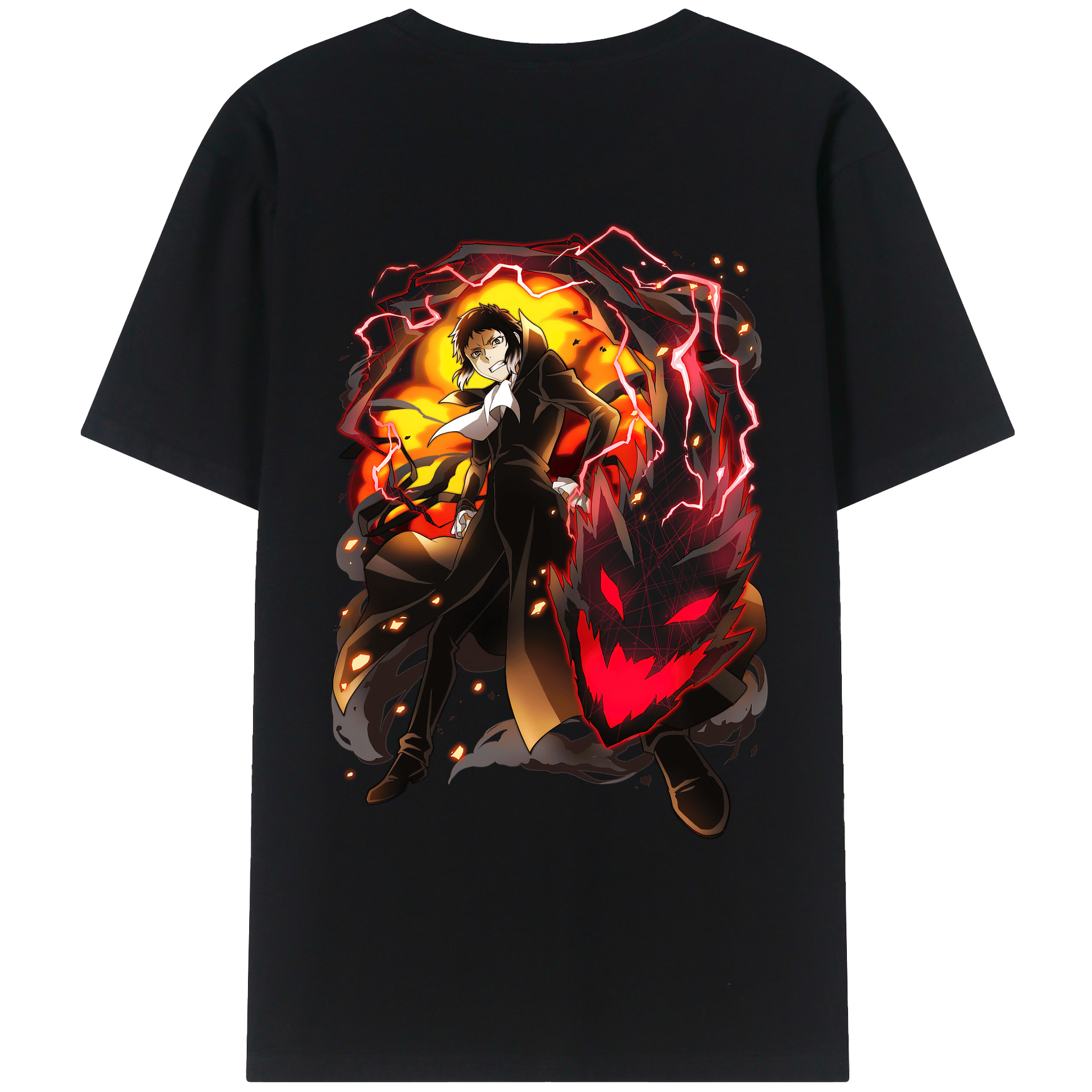 （画像用） 文豪ストレイドッグス Bungo Stray Dogs 綿100％ メンズ半袖Tシャツ（バックプリント） 通気性