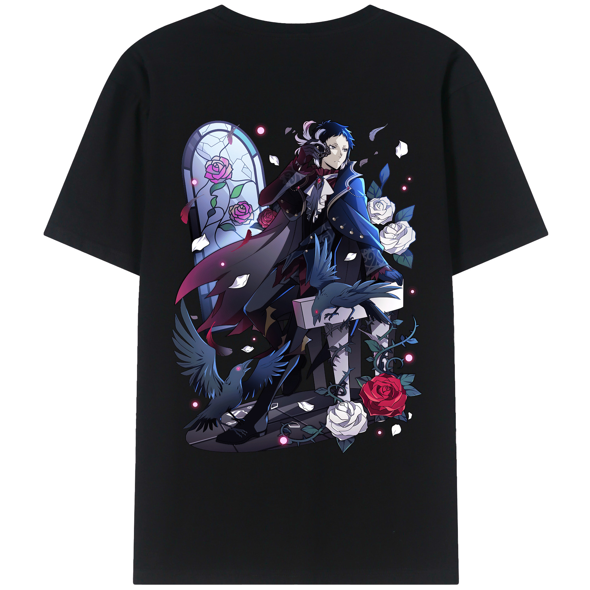 （画像用） 文豪ストレイドッグス Bungo Stray Dogs 綿100％ メンズ半袖Tシャツ（バックプリント） 通気性