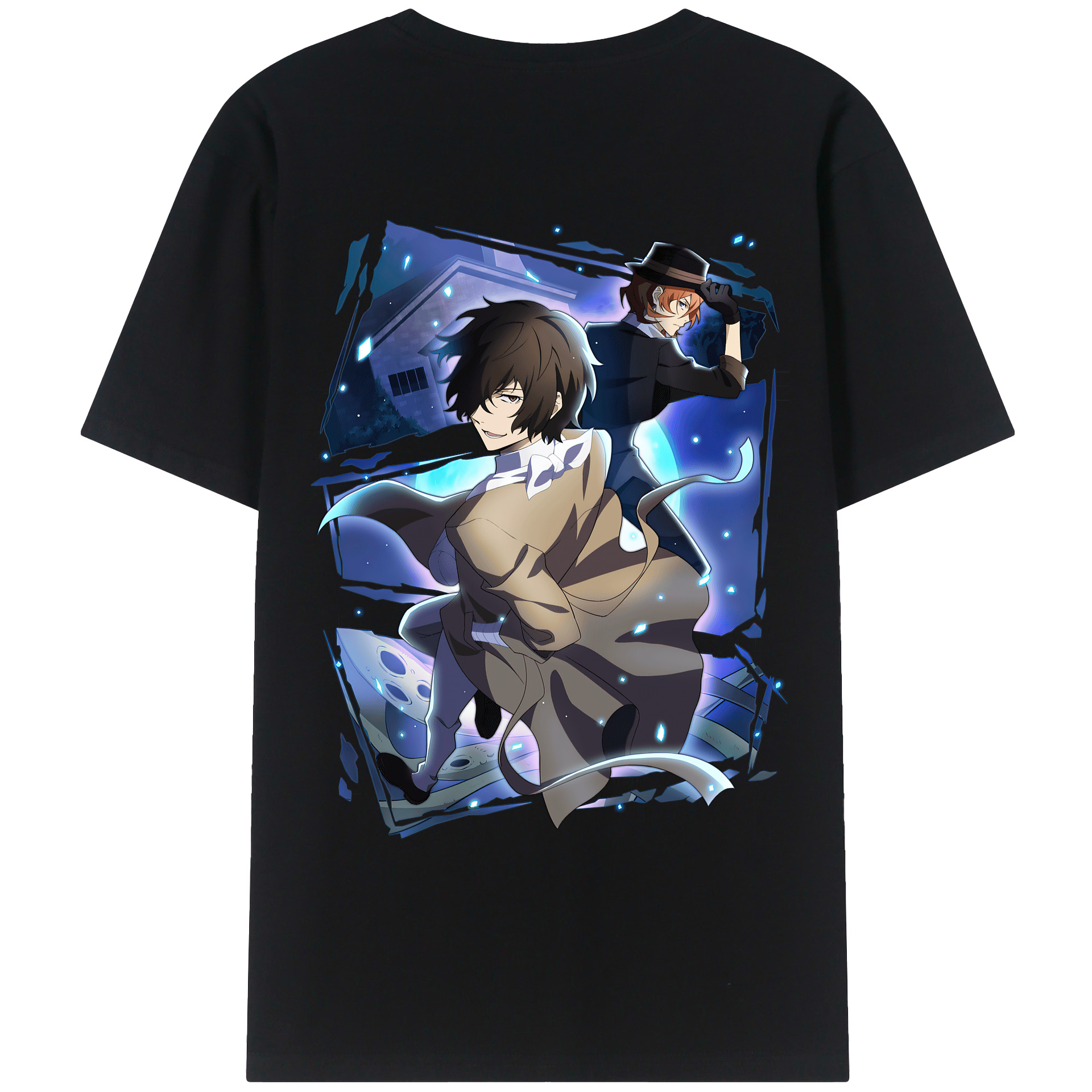 （画像用） 文豪ストレイドッグス Bungo Stray Dogs 綿100％ メンズ半袖Tシャツ（バックプリント） 通気性