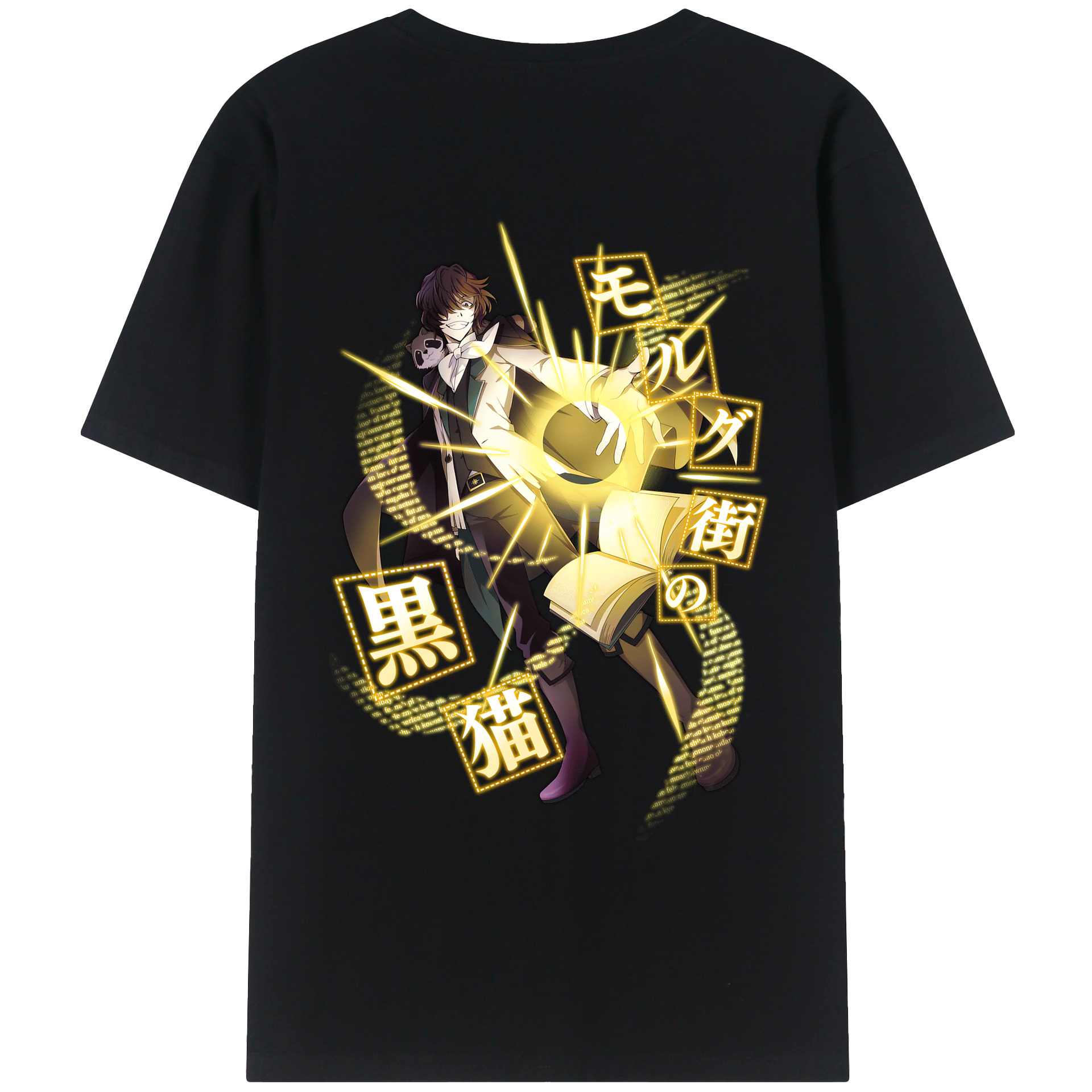 文豪ストレイドッグス Bungo Stray Dogs 綿100％ メンズ半袖Tシャツ（バックプリント） 通気性