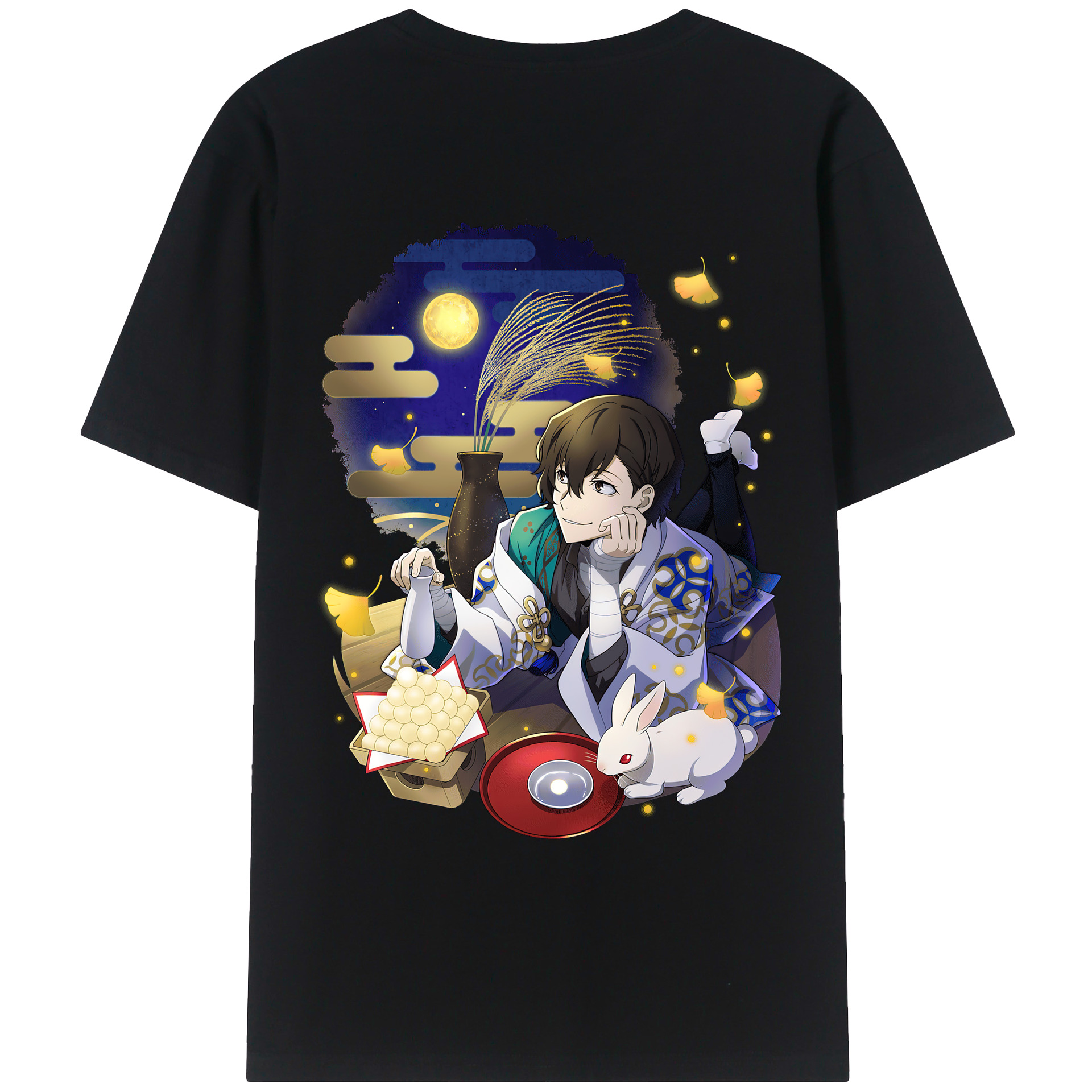 （画像用） 文豪ストレイドッグス Bungo Stray Dogs 綿100％ メンズ半袖Tシャツ（バックプリント） 通気性
