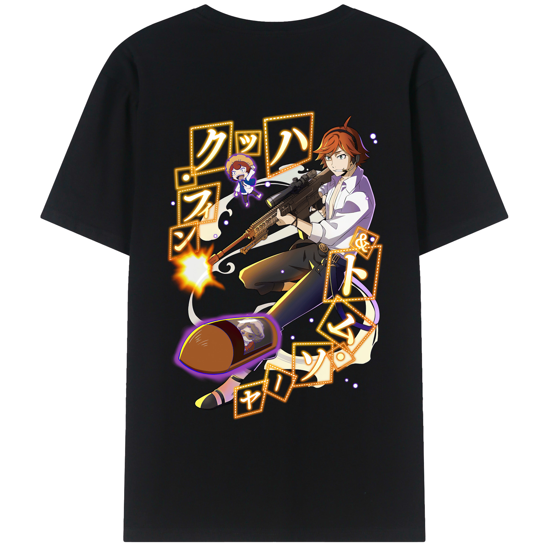 （画像用） 文豪ストレイドッグス Bungo Stray Dogs 綿100％ メンズ半袖Tシャツ（バックプリント） 通気性