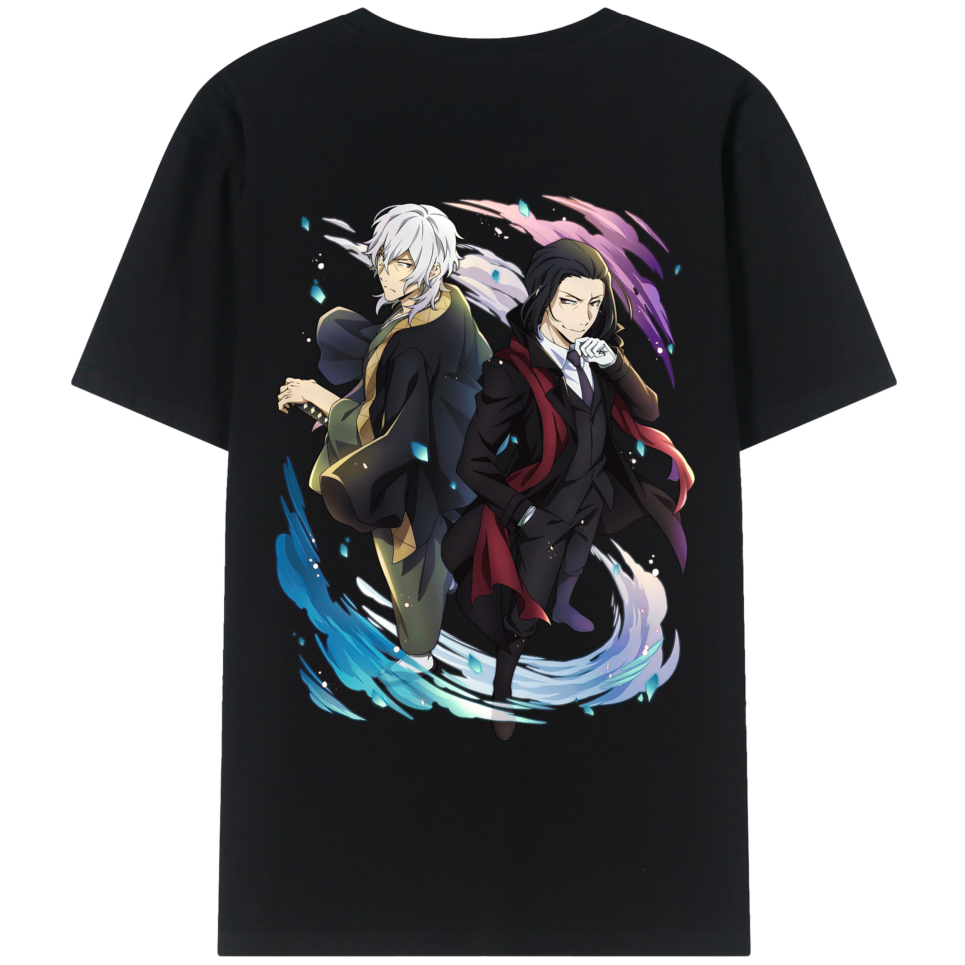 文豪ストレイドッグス Bungo Stray Dogs 綿100％ メンズ半袖Tシャツ（バックプリント） 通気性