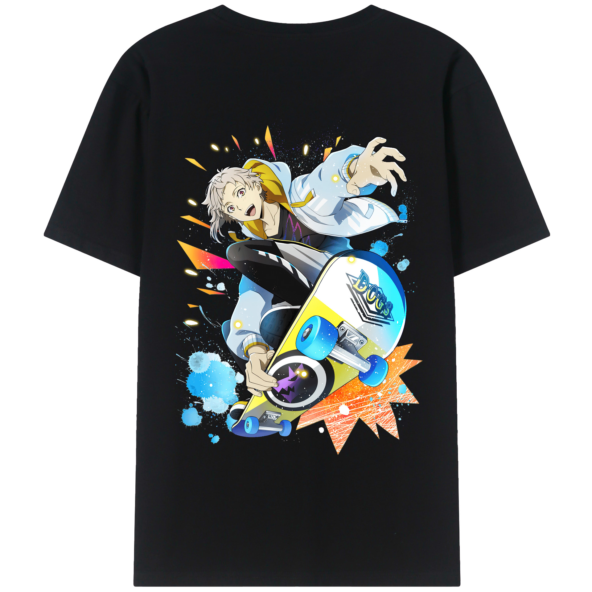 （画像用） 文豪ストレイドッグス Bungo Stray Dogs 綿100％ メンズ半袖Tシャツ（バックプリント） 通気性