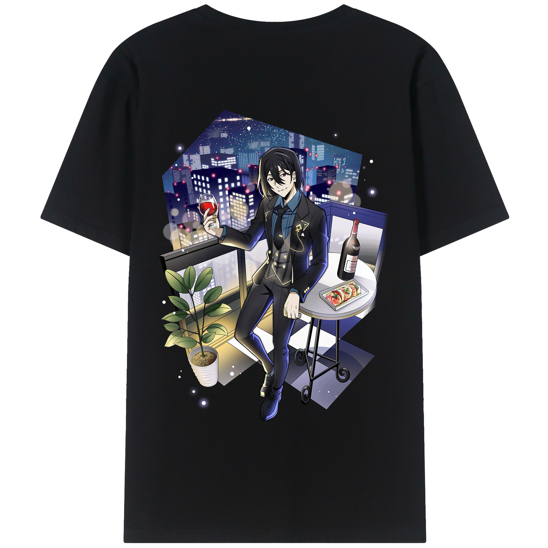 （画像用） 文豪ストレイドッグス Bungo Stray Dogs 綿100％ メンズ半袖Tシャツ（バックプリント） 通気性