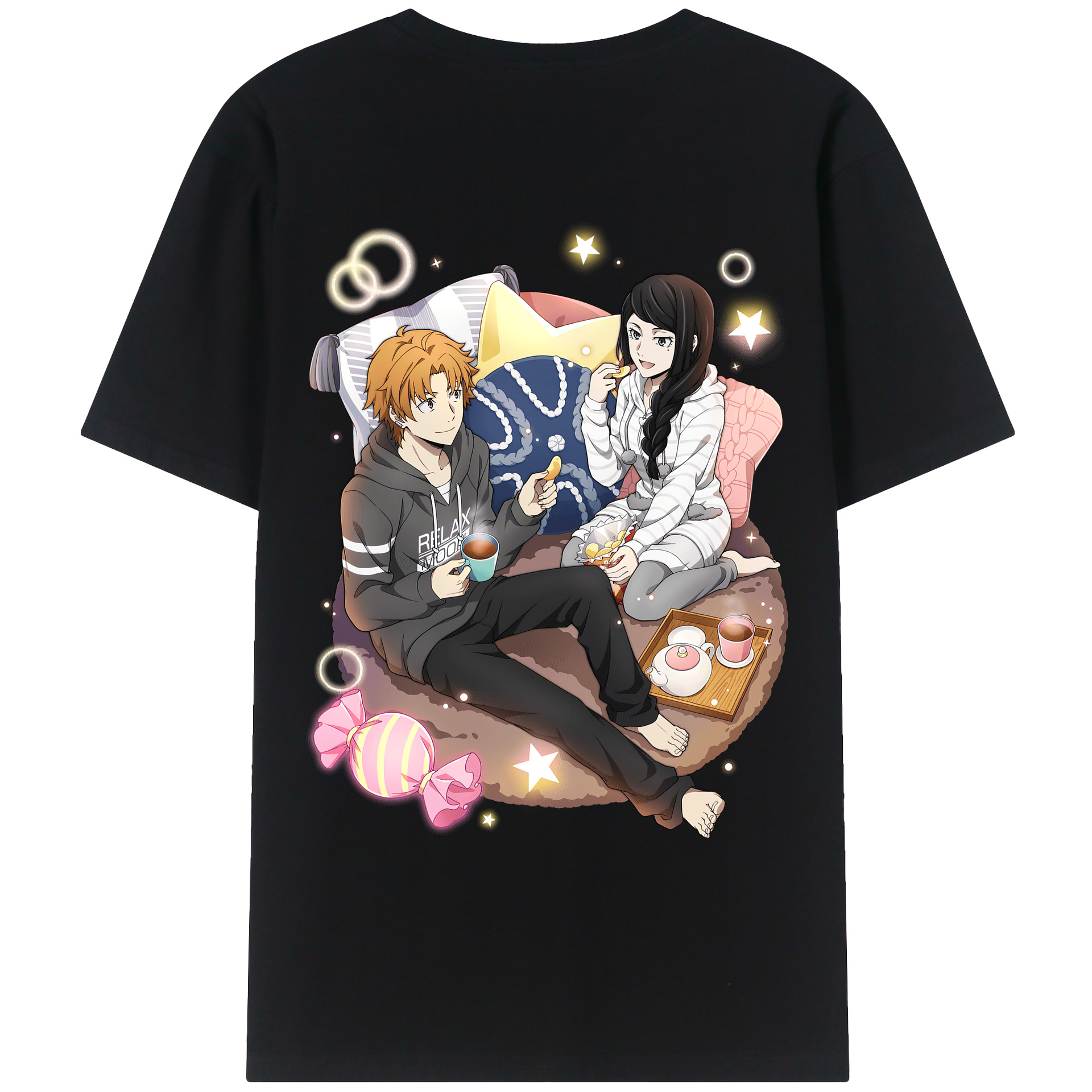 （画像用） 文豪ストレイドッグス Bungo Stray Dogs 綿100％ メンズ半袖Tシャツ（バックプリント） 通気性