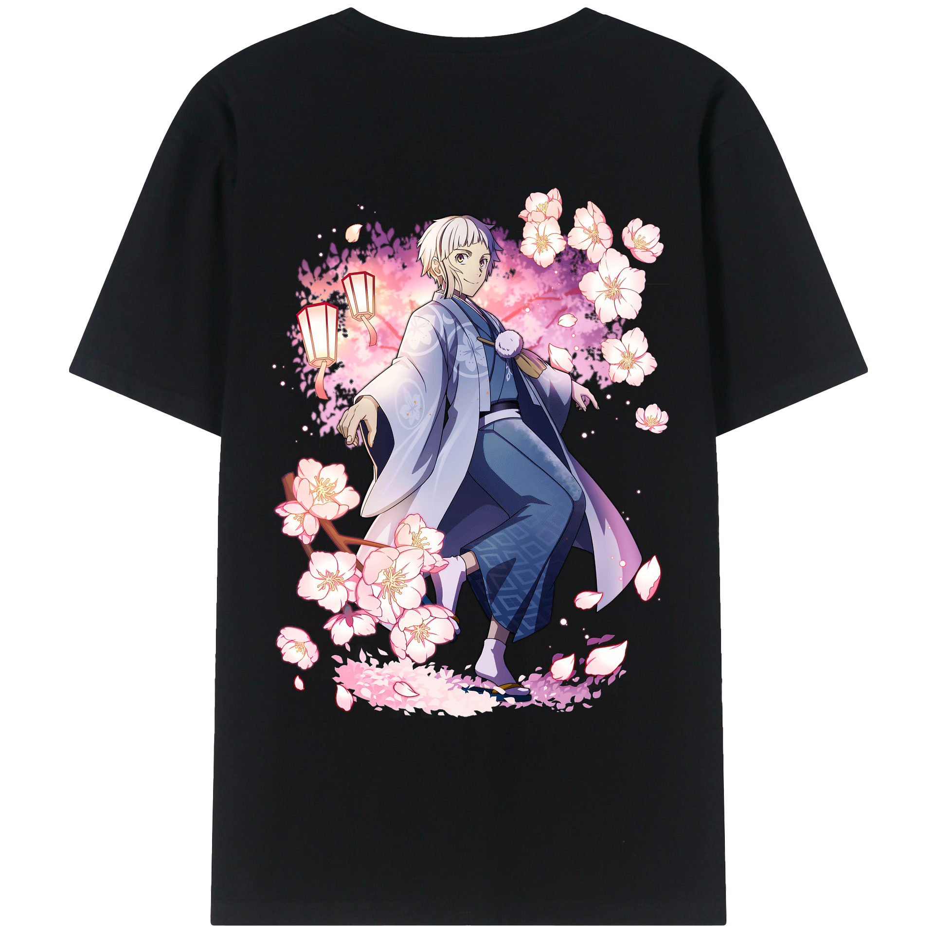 （画像用） 文豪ストレイドッグス Bungo Stray Dogs 綿100％ メンズ半袖Tシャツ（バックプリント） 通気性