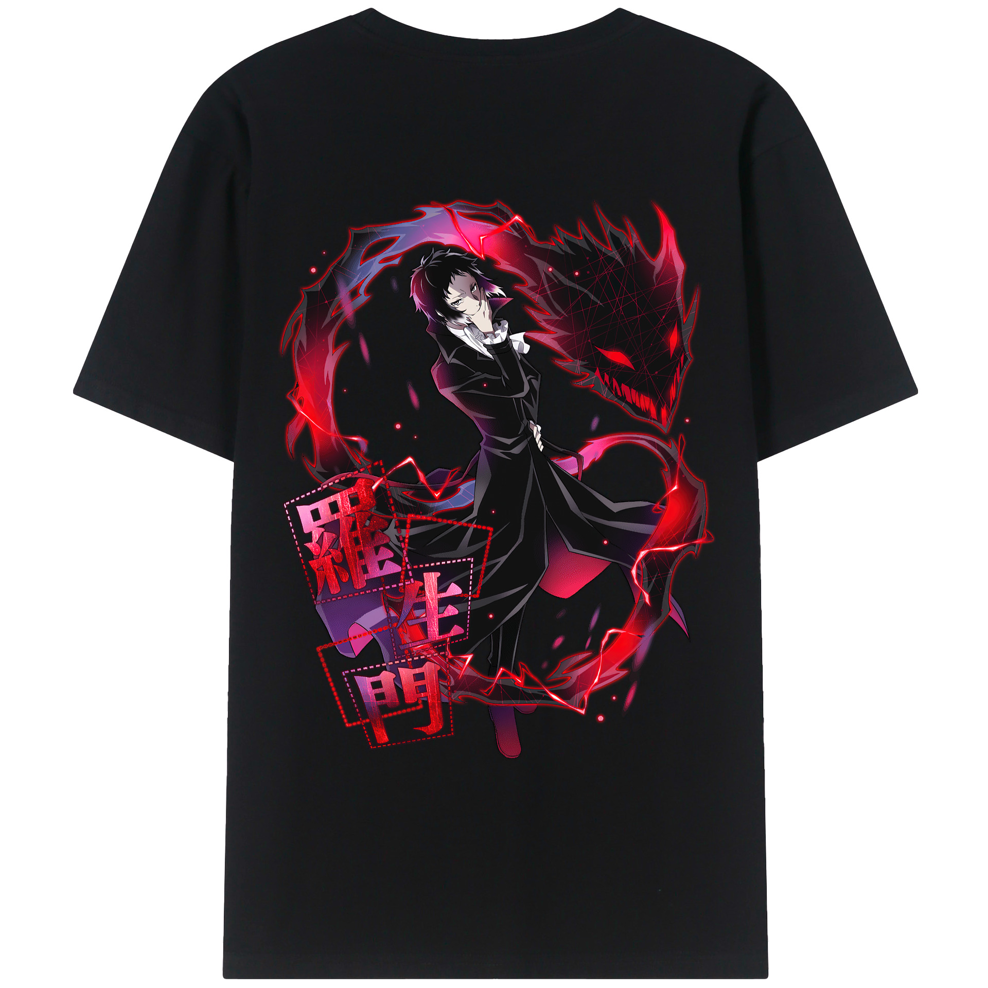 （画像用） 文豪ストレイドッグス Bungo Stray Dogs 綿100％ メンズ半袖Tシャツ（バックプリント） 通気性