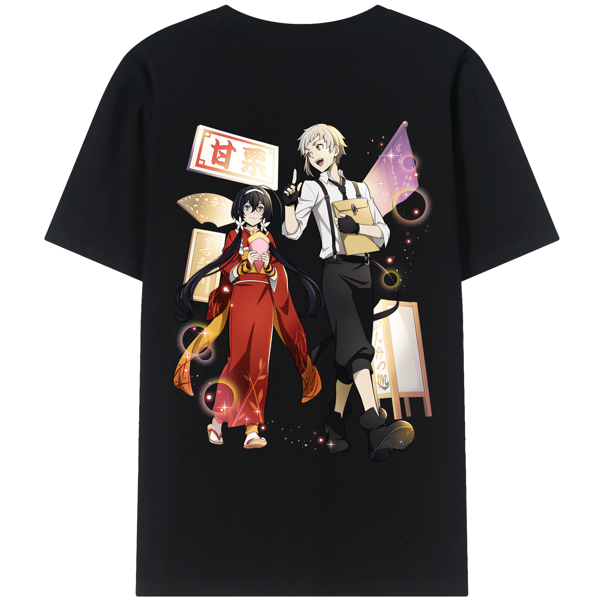 （画像用） 文豪ストレイドッグス Bungo Stray Dogs 綿100％ メンズ半袖Tシャツ（バックプリント） 通気性
