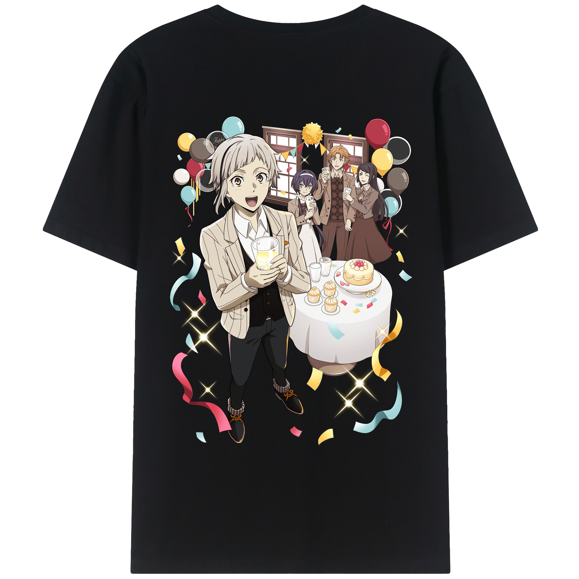 （画像用） 文豪ストレイドッグス Bungo Stray Dogs 綿100％ メンズ半袖Tシャツ（バックプリント） 通気性