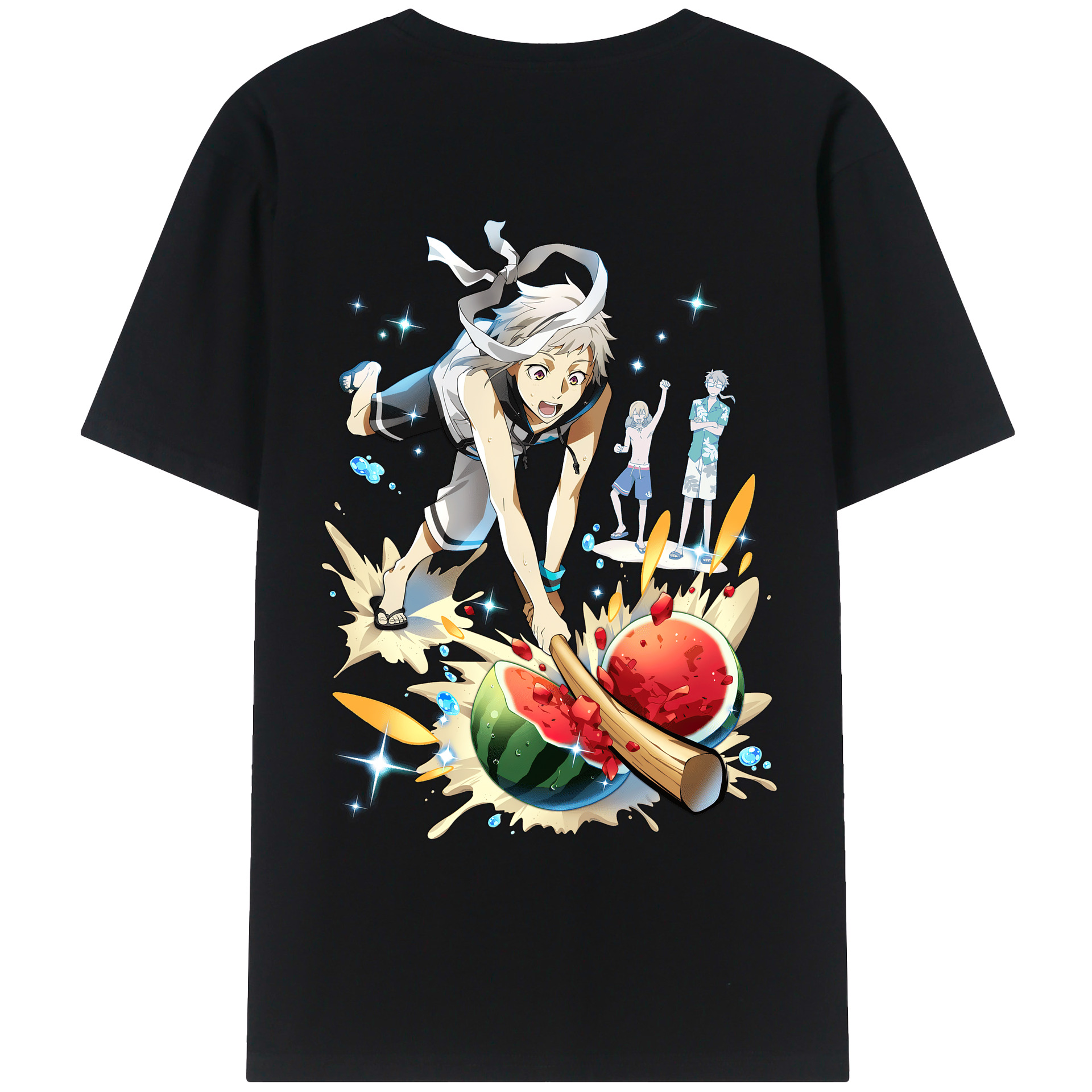 （画像用） 文豪ストレイドッグス Bungo Stray Dogs 綿100％ メンズ半袖Tシャツ（バックプリント） 通気性
