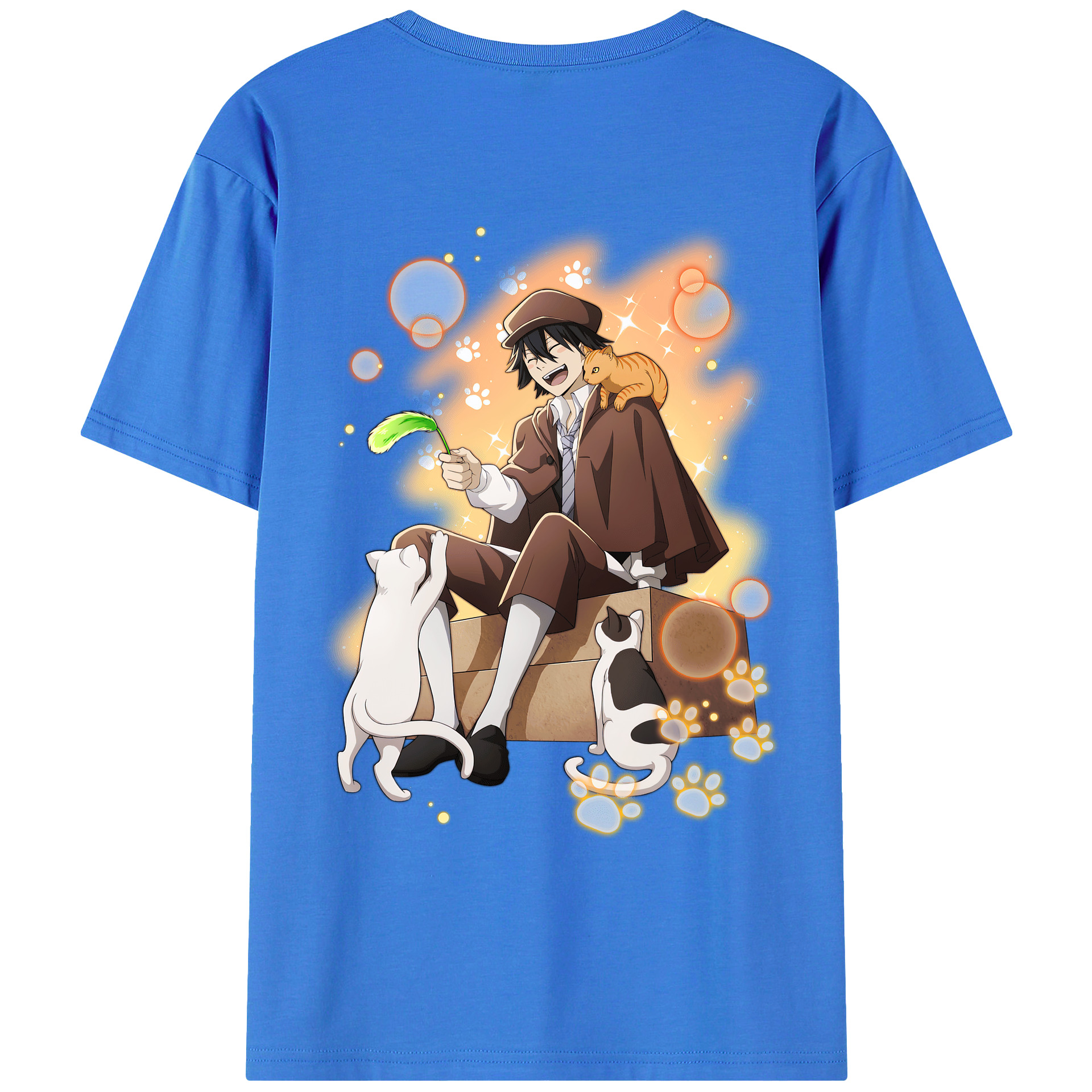 （画像用） 文豪ストレイドッグス Bungo Stray Dogs 綿100％ メンズ半袖Tシャツ（バックプリント） 通気性
