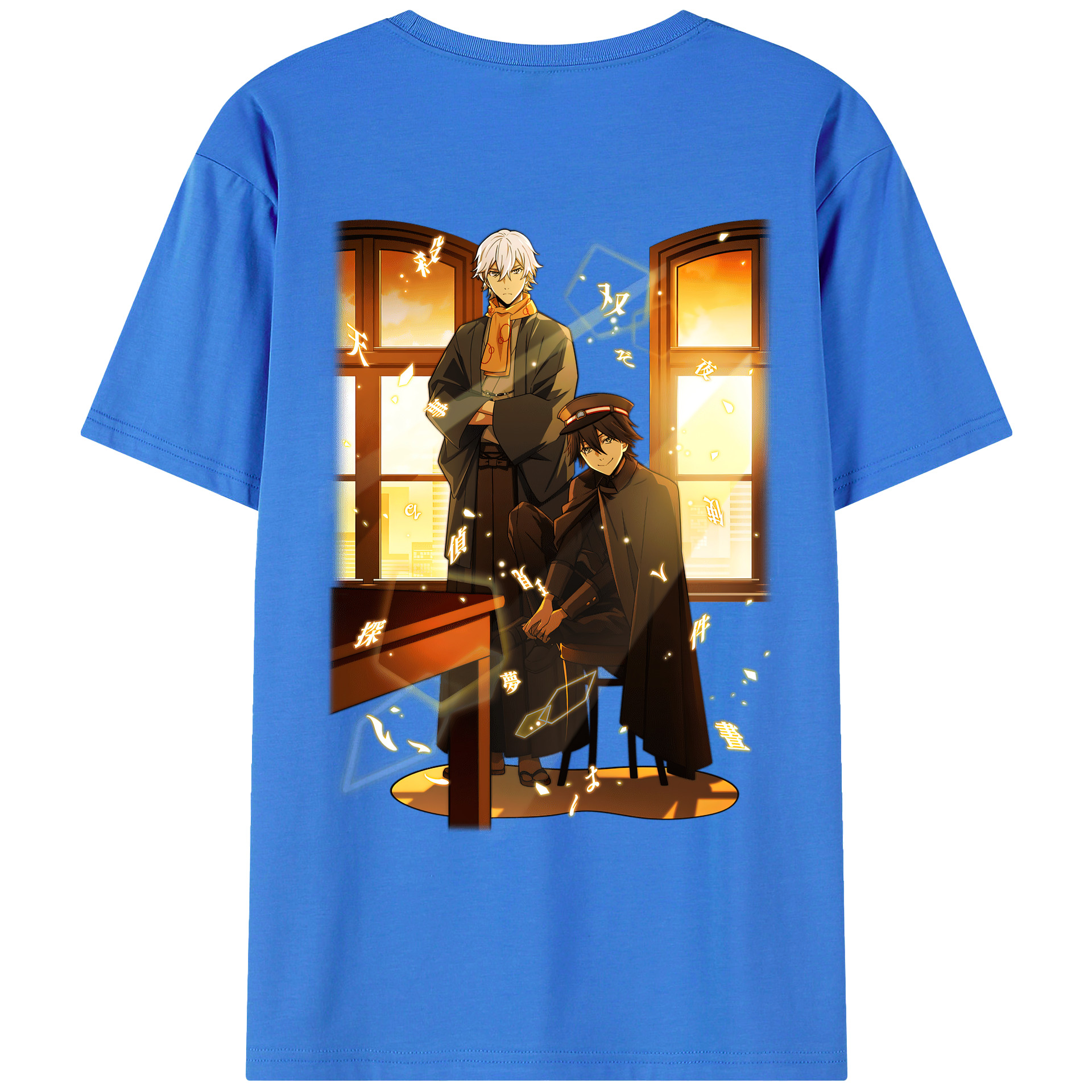 （画像用） 文豪ストレイドッグス Bungo Stray Dogs 綿100％ メンズ半袖Tシャツ（バックプリント） 通気性