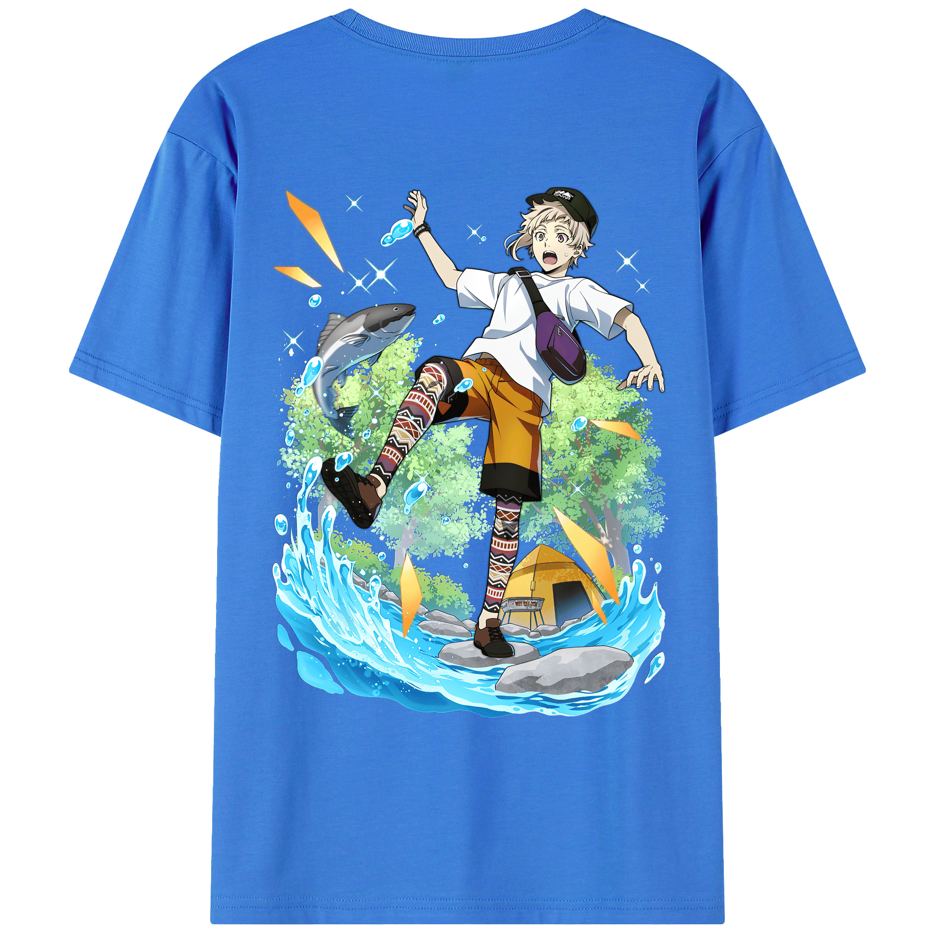 （画像用） 文豪ストレイドッグス Bungo Stray Dogs 綿100％ メンズ半袖Tシャツ（バックプリント） 通気性