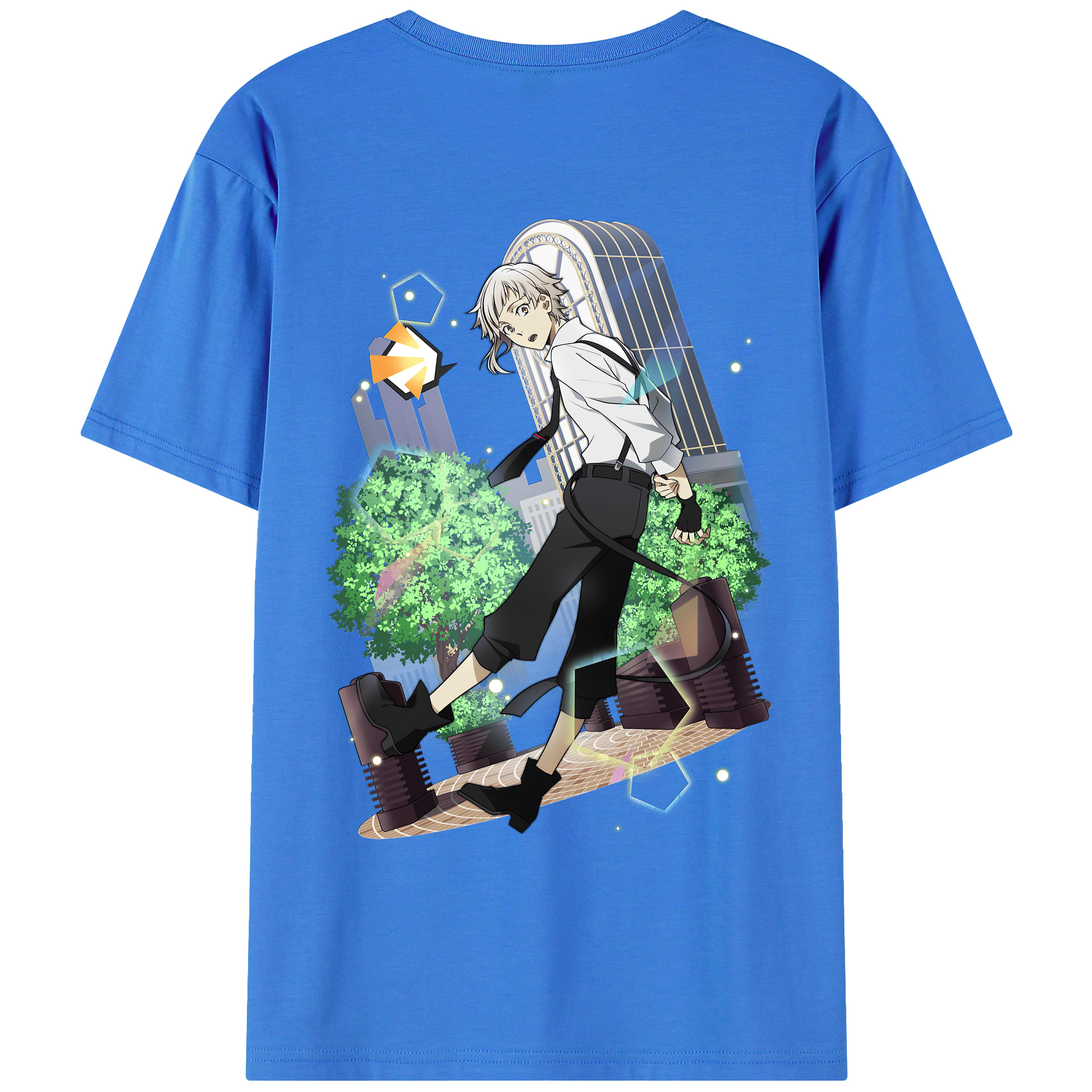 （画像用） 文豪ストレイドッグス Bungo Stray Dogs 綿100％ メンズ半袖Tシャツ（バックプリント） 通気性