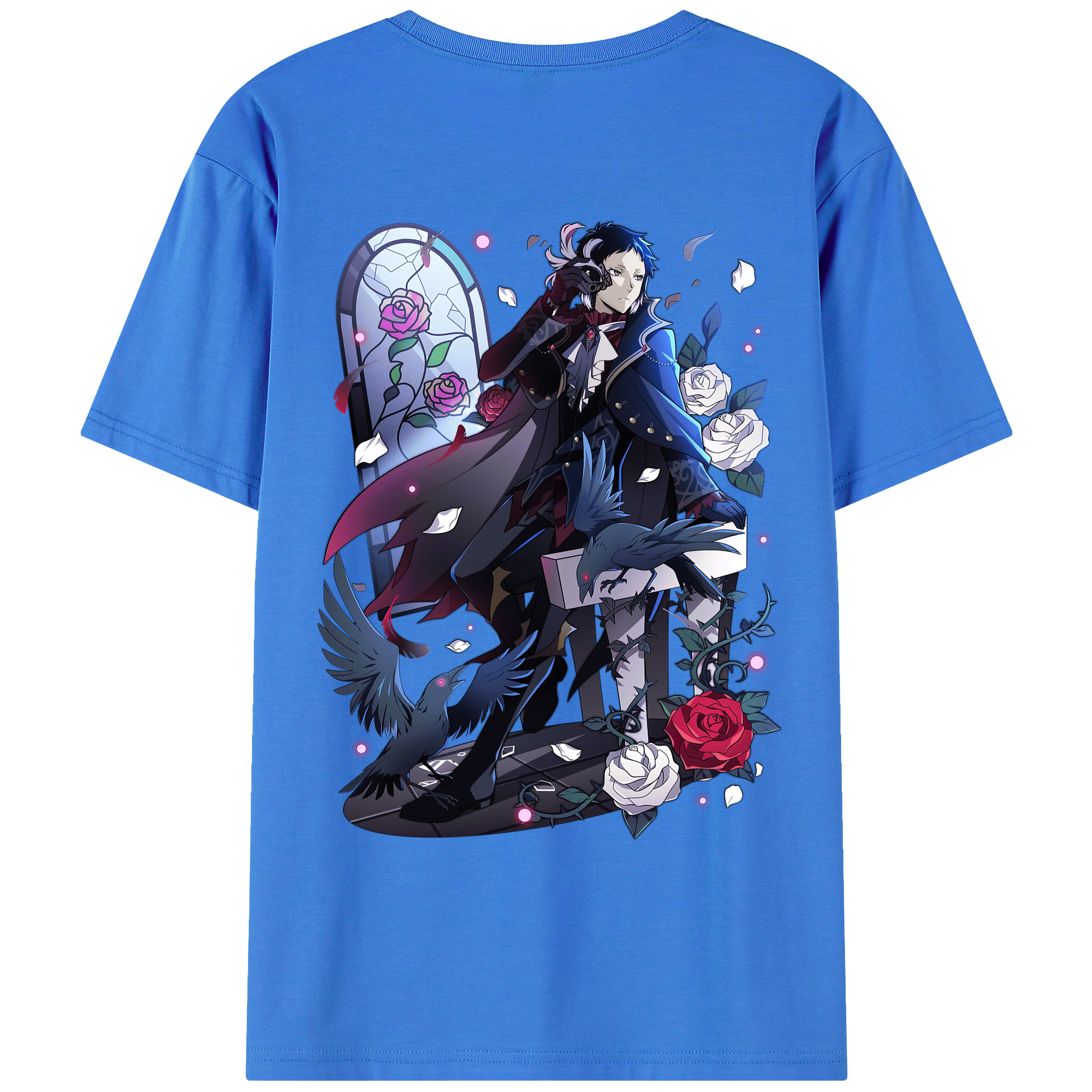 （画像用） 文豪ストレイドッグス Bungo Stray Dogs 綿100％ メンズ半袖Tシャツ（バックプリント） 通気性