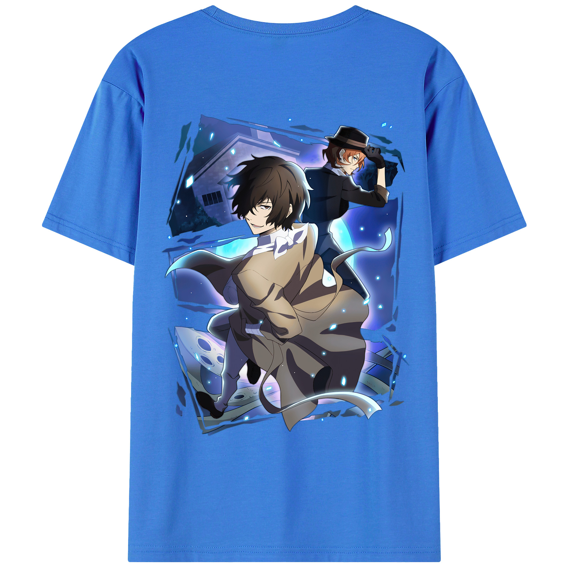 （画像用） 文豪ストレイドッグス Bungo Stray Dogs 綿100％ メンズ半袖Tシャツ（バックプリント） 通気性
