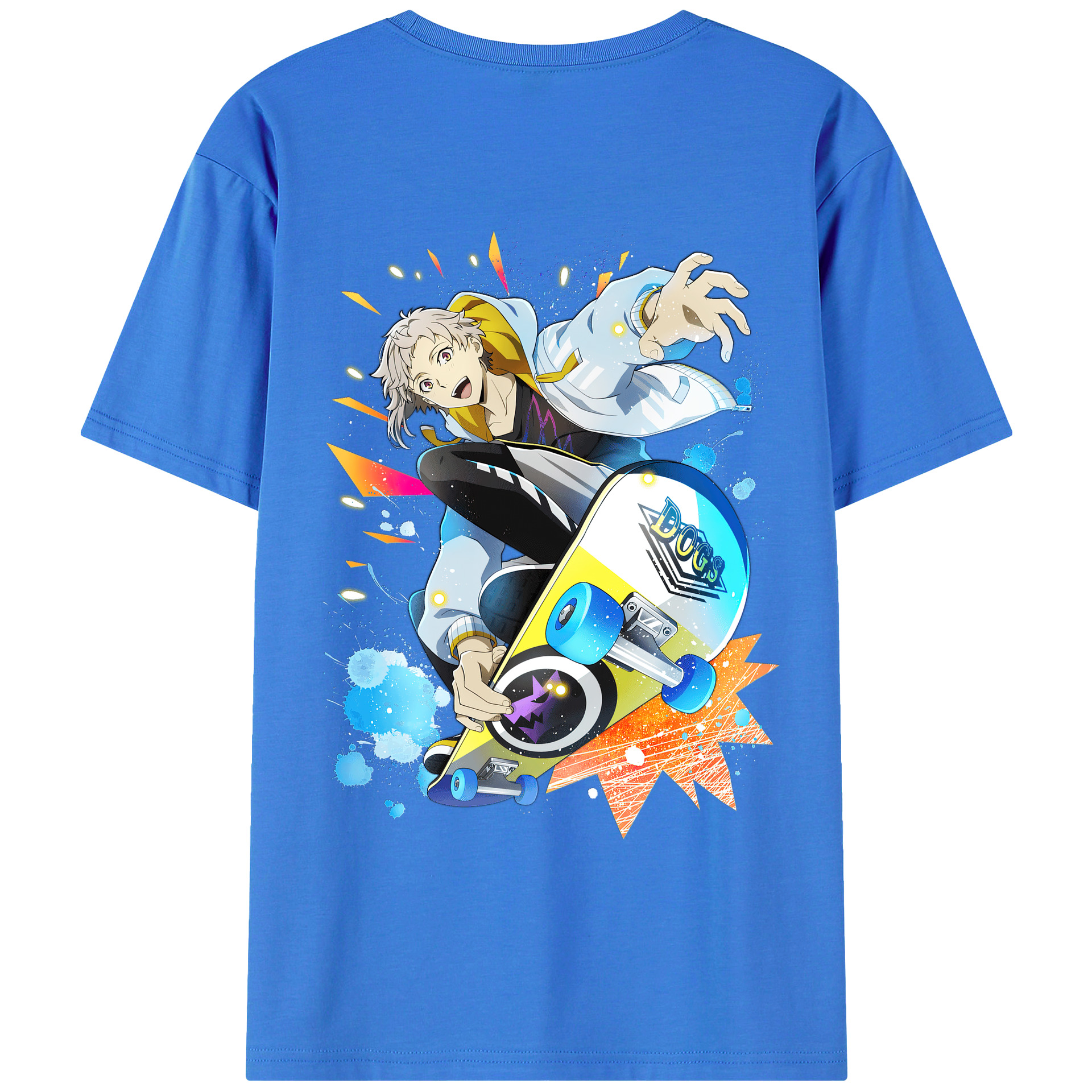 （画像用） 文豪ストレイドッグス Bungo Stray Dogs 綿100％ メンズ半袖Tシャツ（バックプリント） 通気性