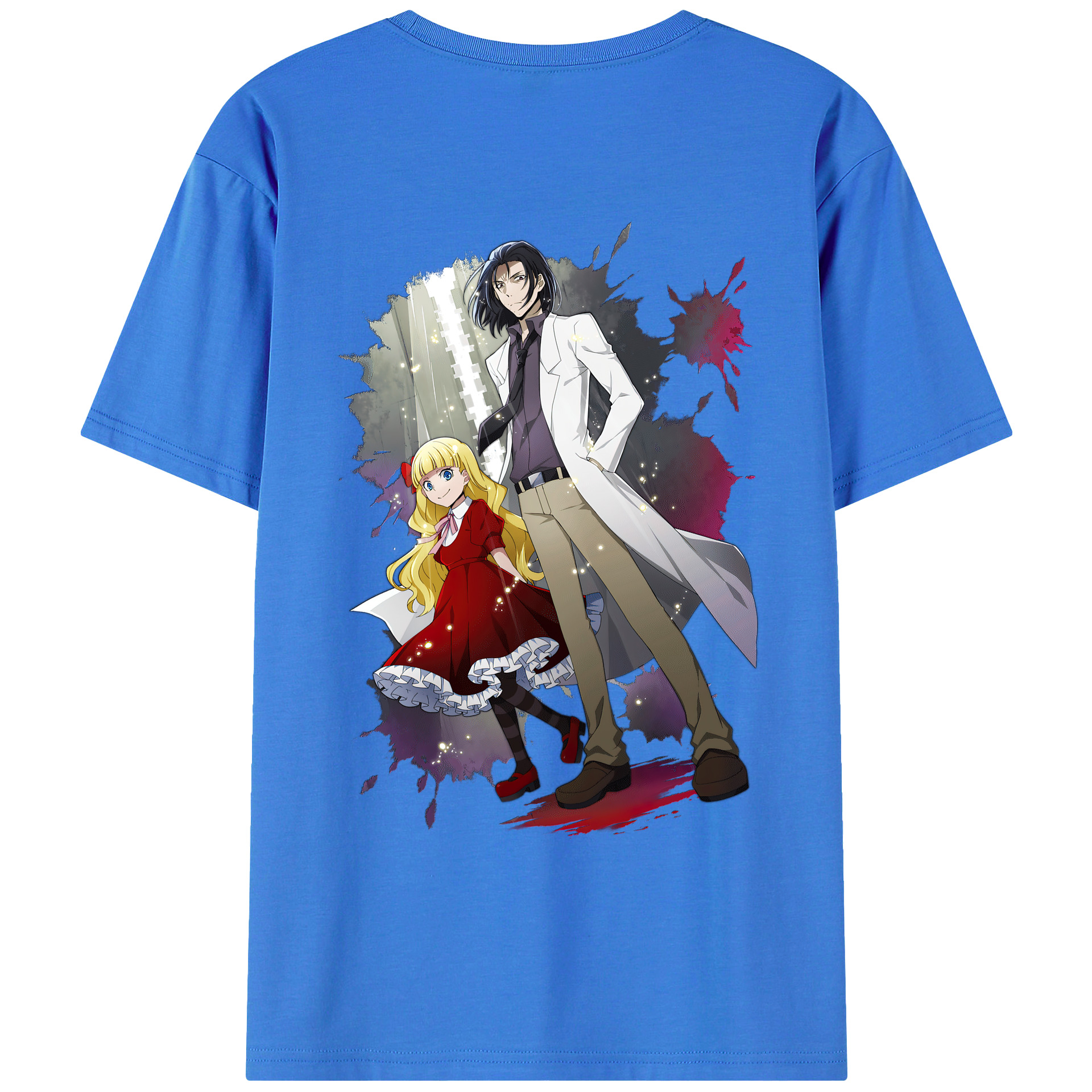 （画像用） 文豪ストレイドッグス Bungo Stray Dogs 綿100％ メンズ半袖Tシャツ（バックプリント） 通気性