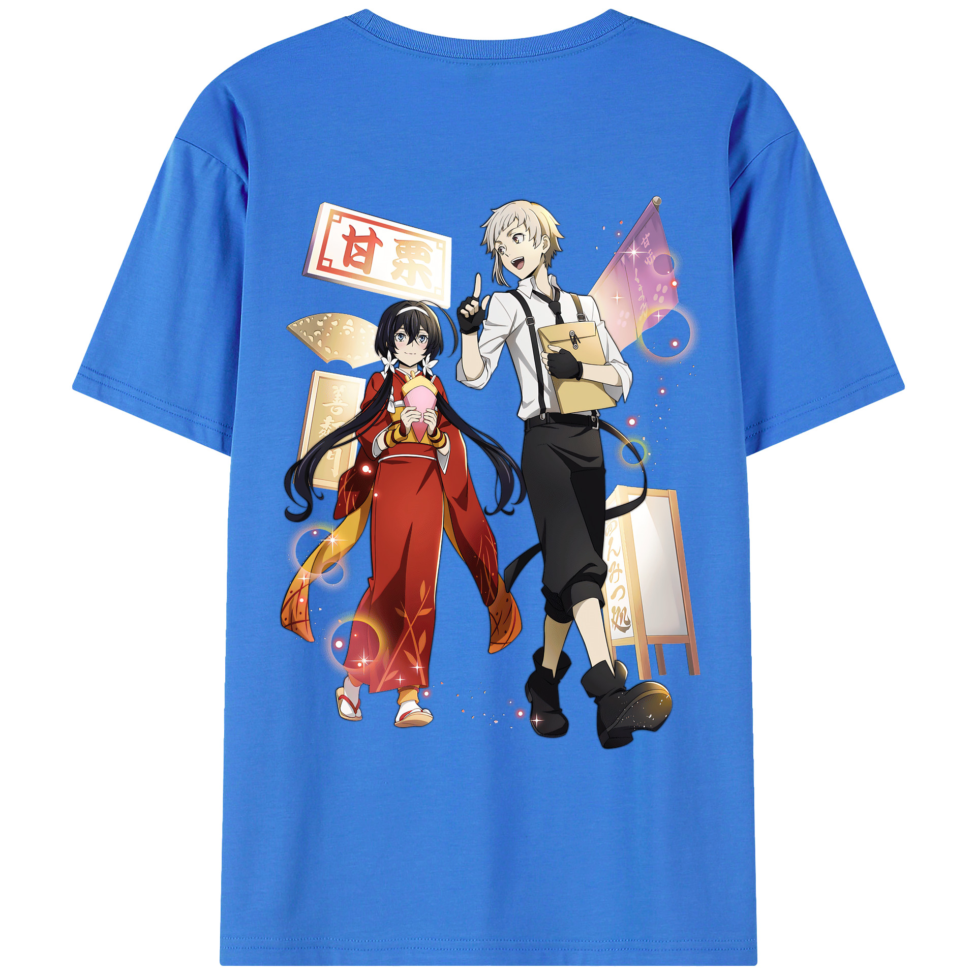 （画像用） 文豪ストレイドッグス Bungo Stray Dogs 綿100％ メンズ半袖Tシャツ（バックプリント） 通気性