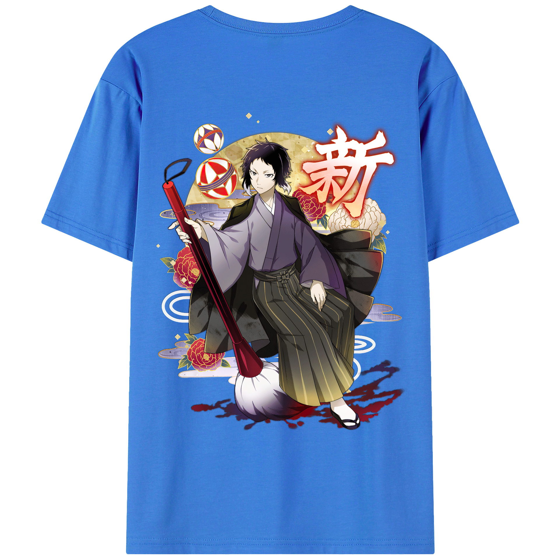 （画像用） 文豪ストレイドッグス Bungo Stray Dogs 綿100％ メンズ半袖Tシャツ（バックプリント） 通気性