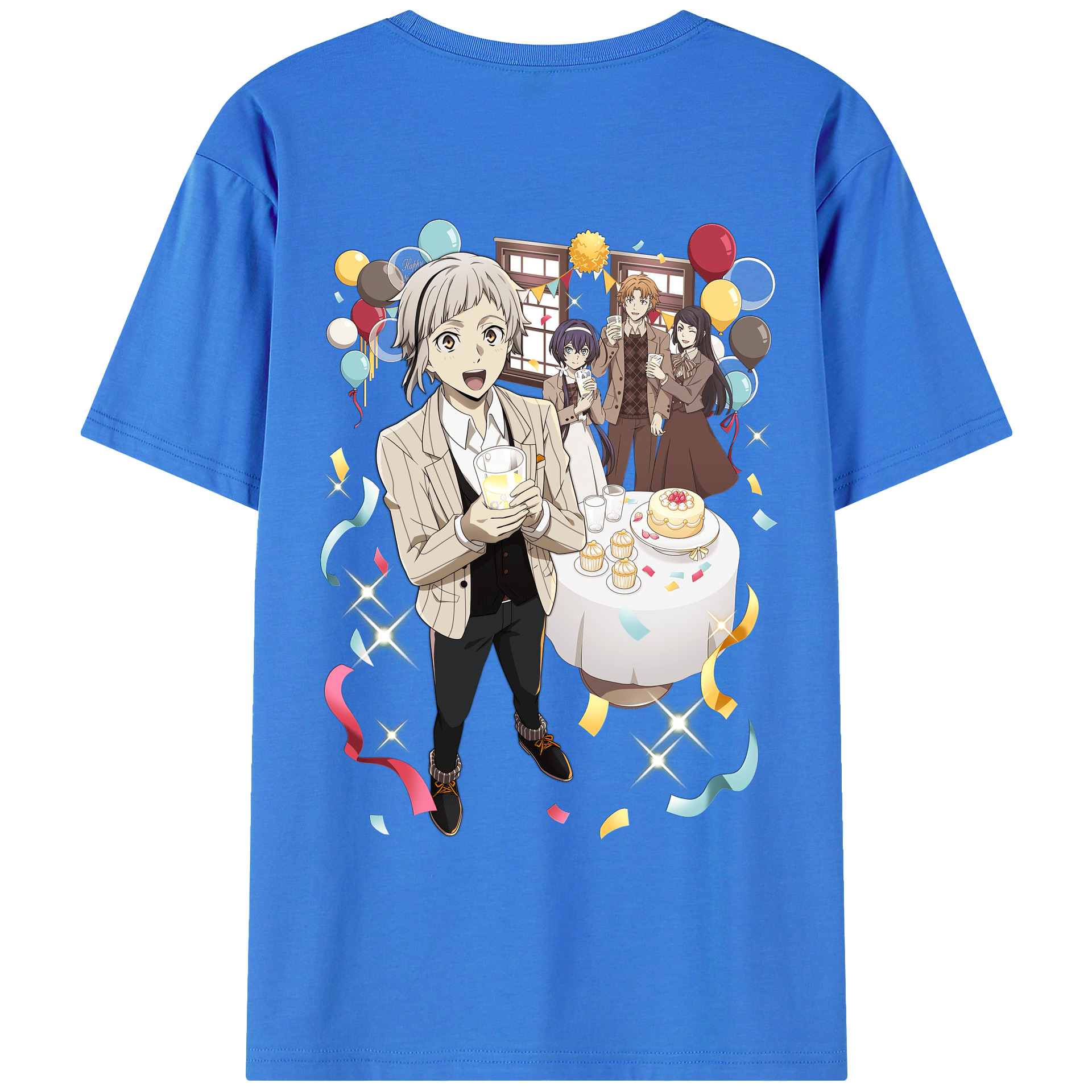 （画像用） 文豪ストレイドッグス Bungo Stray Dogs 綿100％ メンズ半袖Tシャツ（バックプリント） 通気性