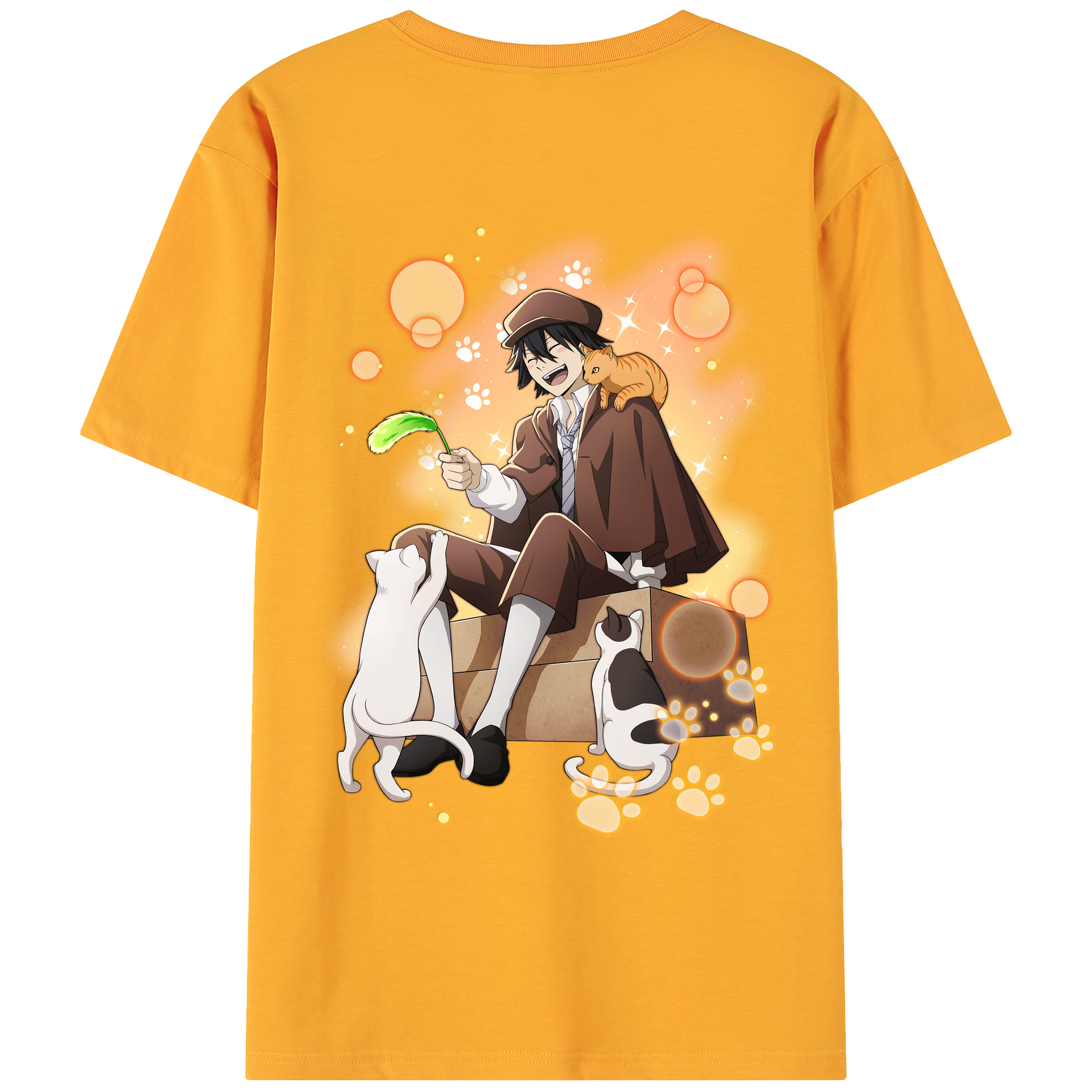 （画像用） 文豪ストレイドッグス Bungo Stray Dogs 綿100％ メンズ半袖Tシャツ（バックプリント） 通気性