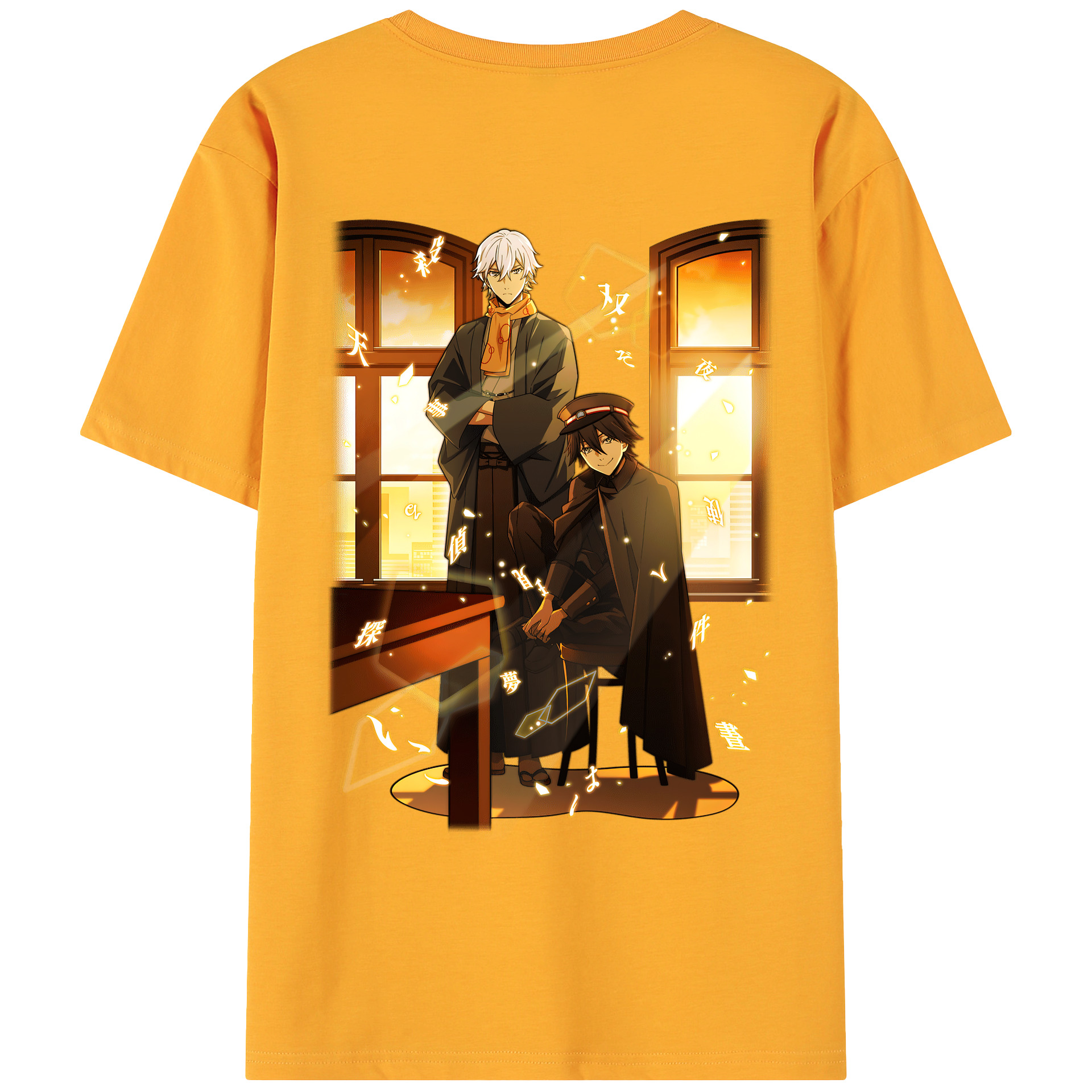 （画像用） 文豪ストレイドッグス Bungo Stray Dogs 綿100％ メンズ半袖Tシャツ（バックプリント） 通気性