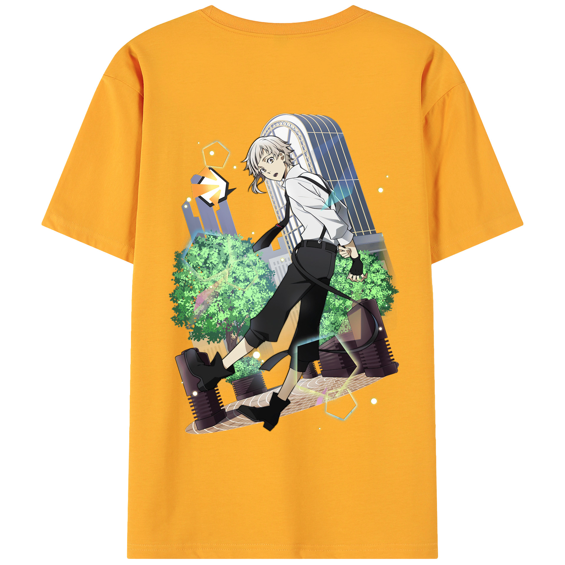 （画像用） 文豪ストレイドッグス Bungo Stray Dogs 綿100％ メンズ半袖Tシャツ（バックプリント） 通気性