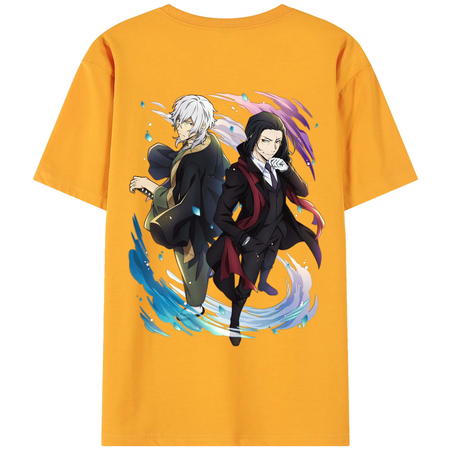 文豪ストレイドッグス Bungo Stray Dogs 綿100％ メンズ半袖Tシャツ（バックプリント） 通気性