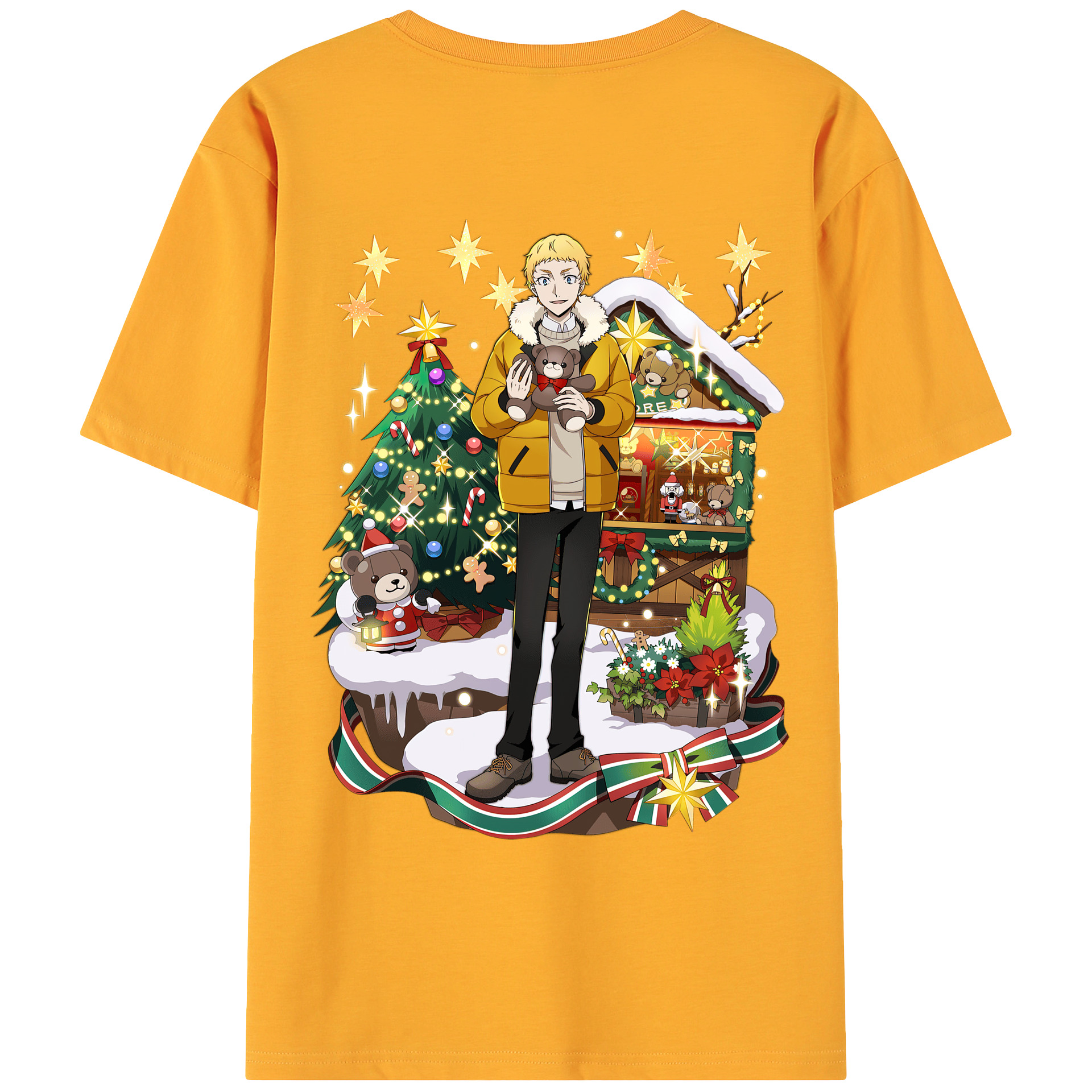 （画像用） 文豪ストレイドッグス Bungo Stray Dogs 綿100％ メンズ半袖Tシャツ（バックプリント） 通気性