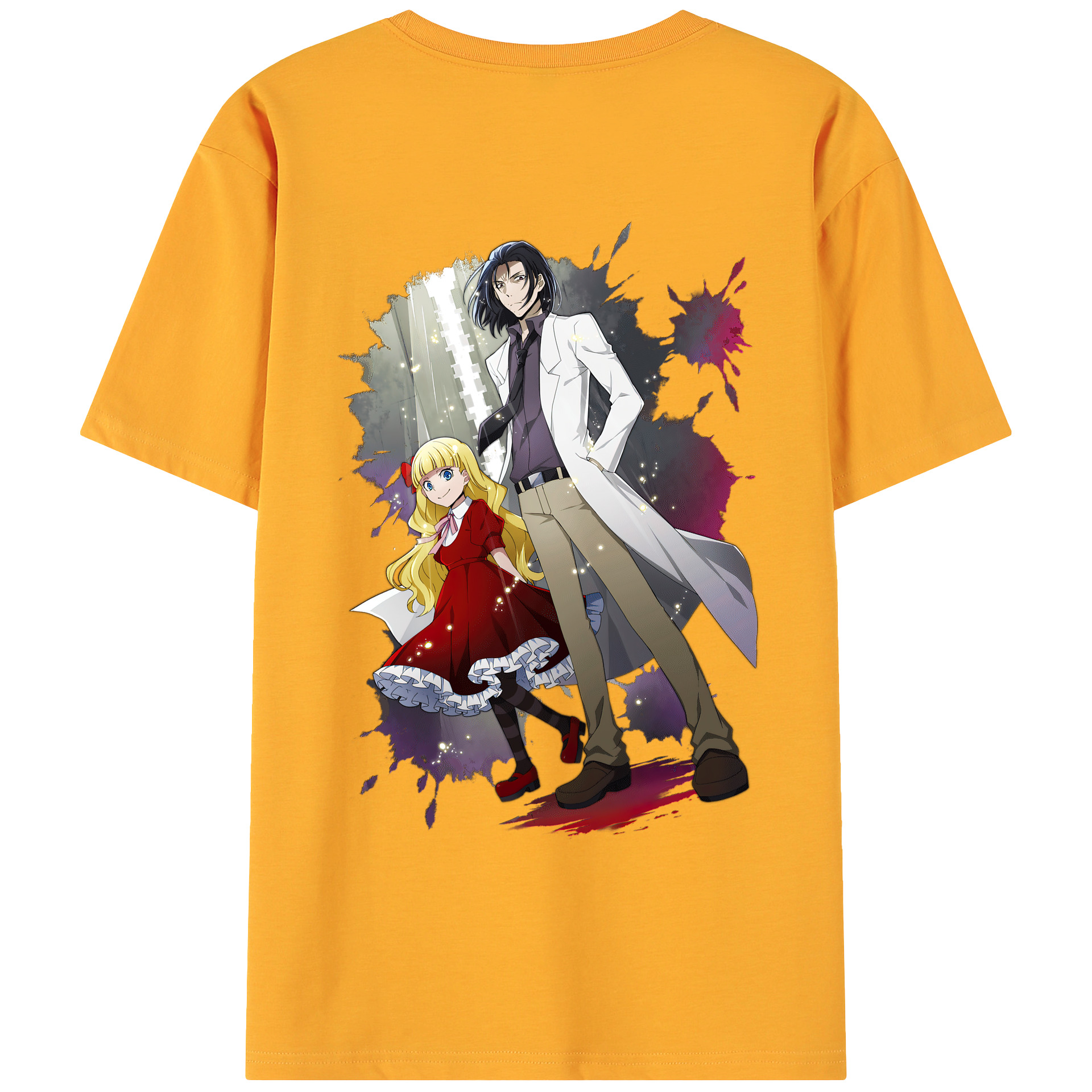 （画像用） 文豪ストレイドッグス Bungo Stray Dogs 綿100％ メンズ半袖Tシャツ（バックプリント） 通気性