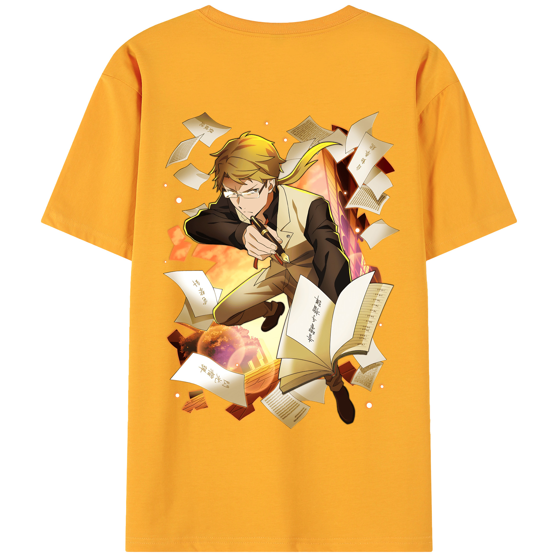 （画像用） 文豪ストレイドッグス Bungo Stray Dogs 綿100％ メンズ半袖Tシャツ（バックプリント） 通気性