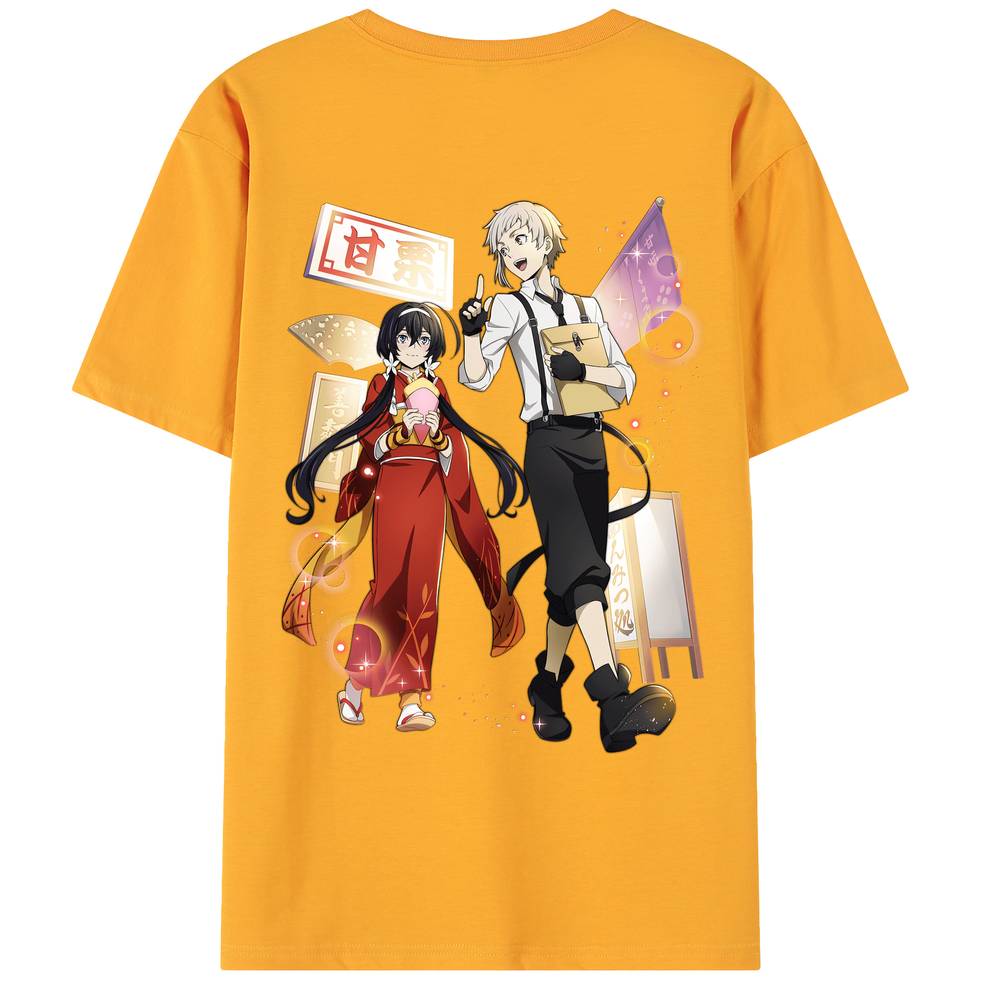 （画像用） 文豪ストレイドッグス Bungo Stray Dogs 綿100％ メンズ半袖Tシャツ（バックプリント） 通気性