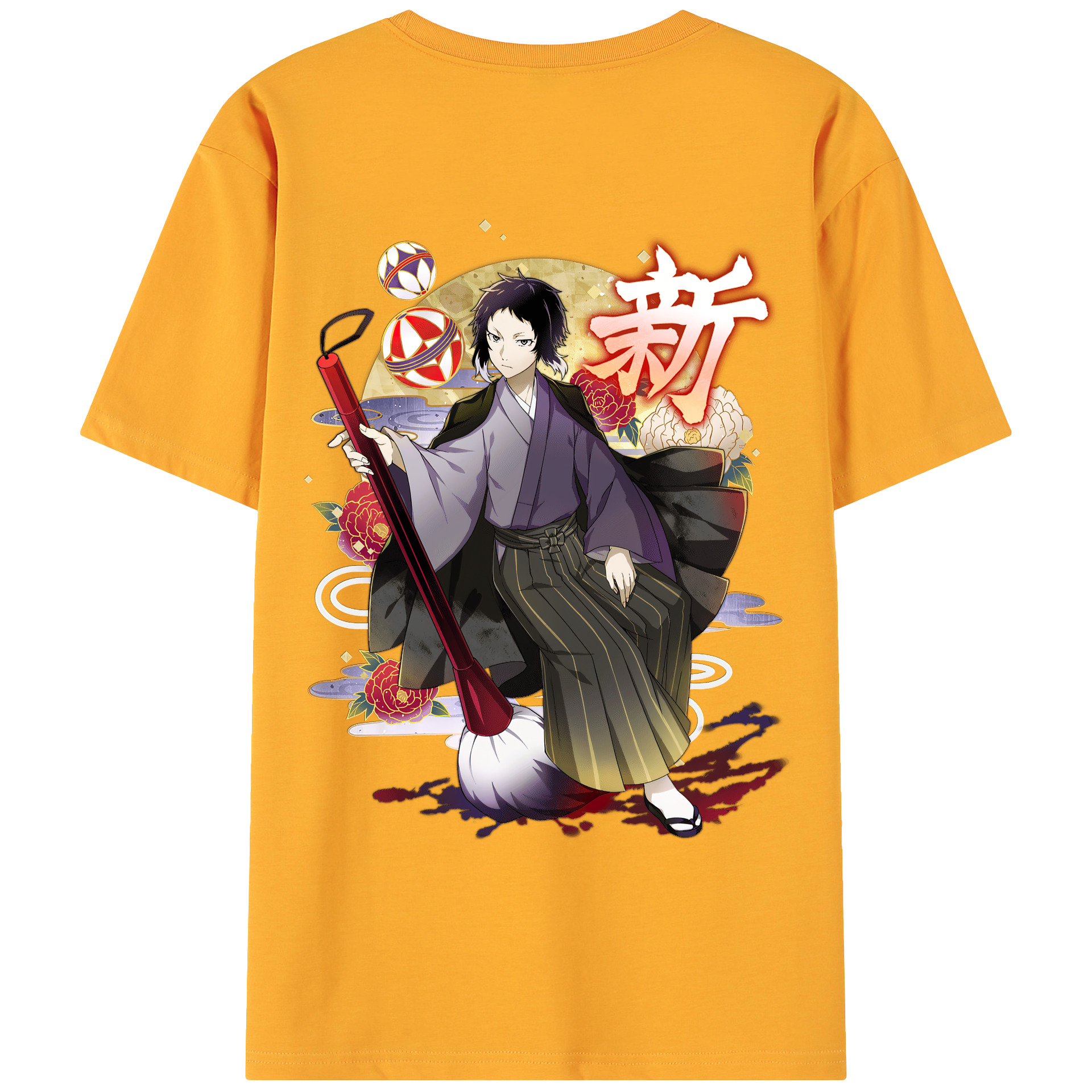 （画像用） 文豪ストレイドッグス Bungo Stray Dogs 綿100％ メンズ半袖Tシャツ（バックプリント） 通気性