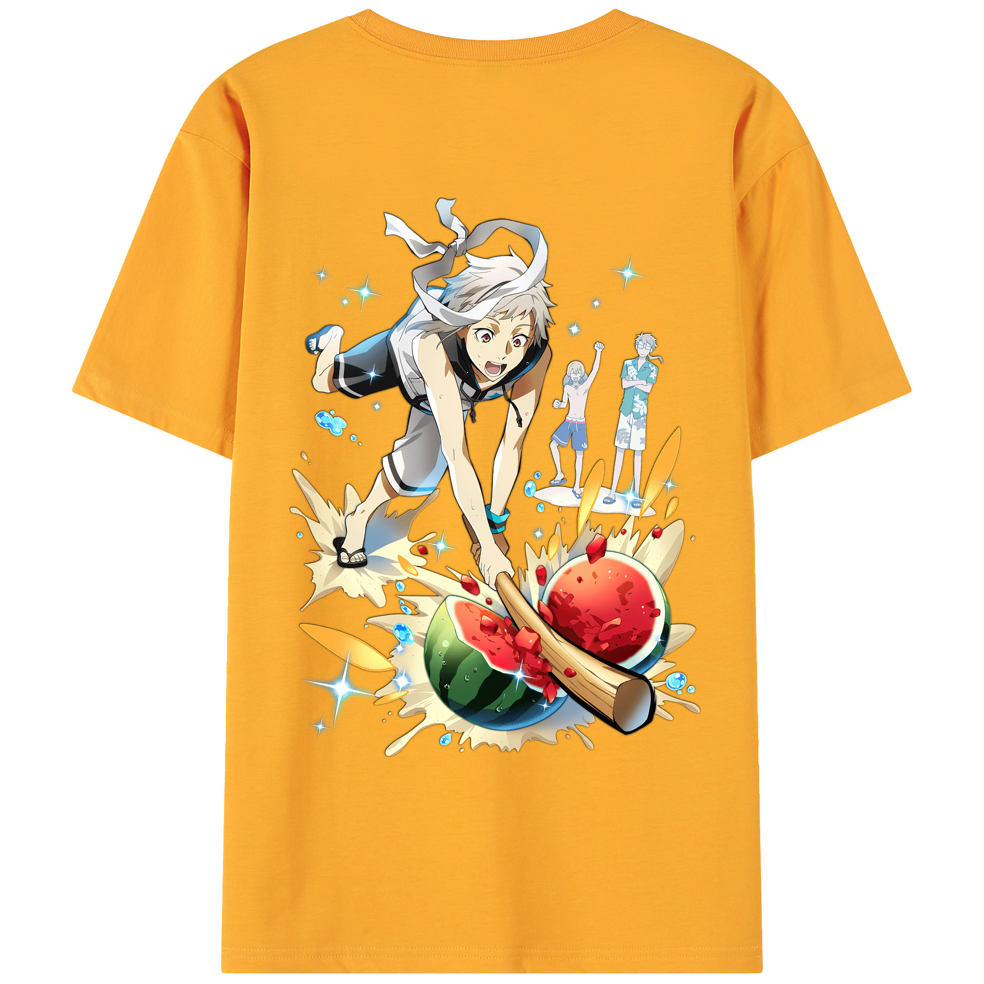 （画像用） 文豪ストレイドッグス Bungo Stray Dogs 綿100％ メンズ半袖Tシャツ（バックプリント） 通気性