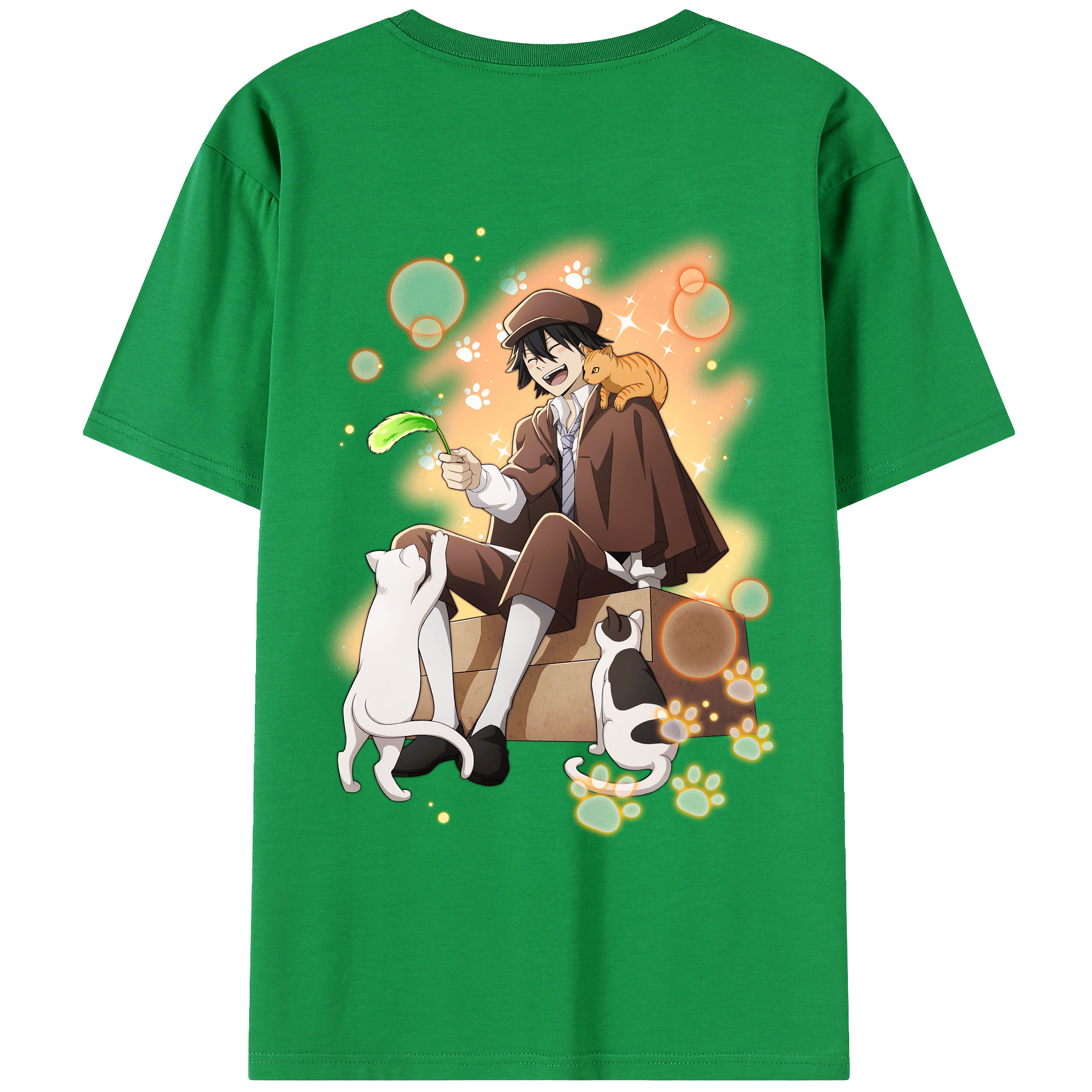 （画像用） 文豪ストレイドッグス Bungo Stray Dogs 綿100％ メンズ半袖Tシャツ（バックプリント） 通気性