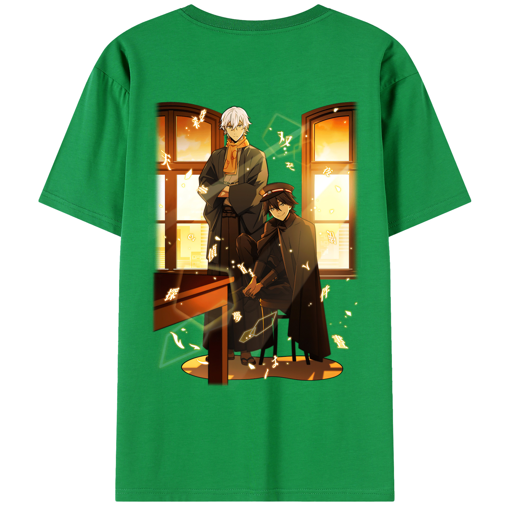 （画像用） 文豪ストレイドッグス Bungo Stray Dogs 綿100％ メンズ半袖Tシャツ（バックプリント） 通気性