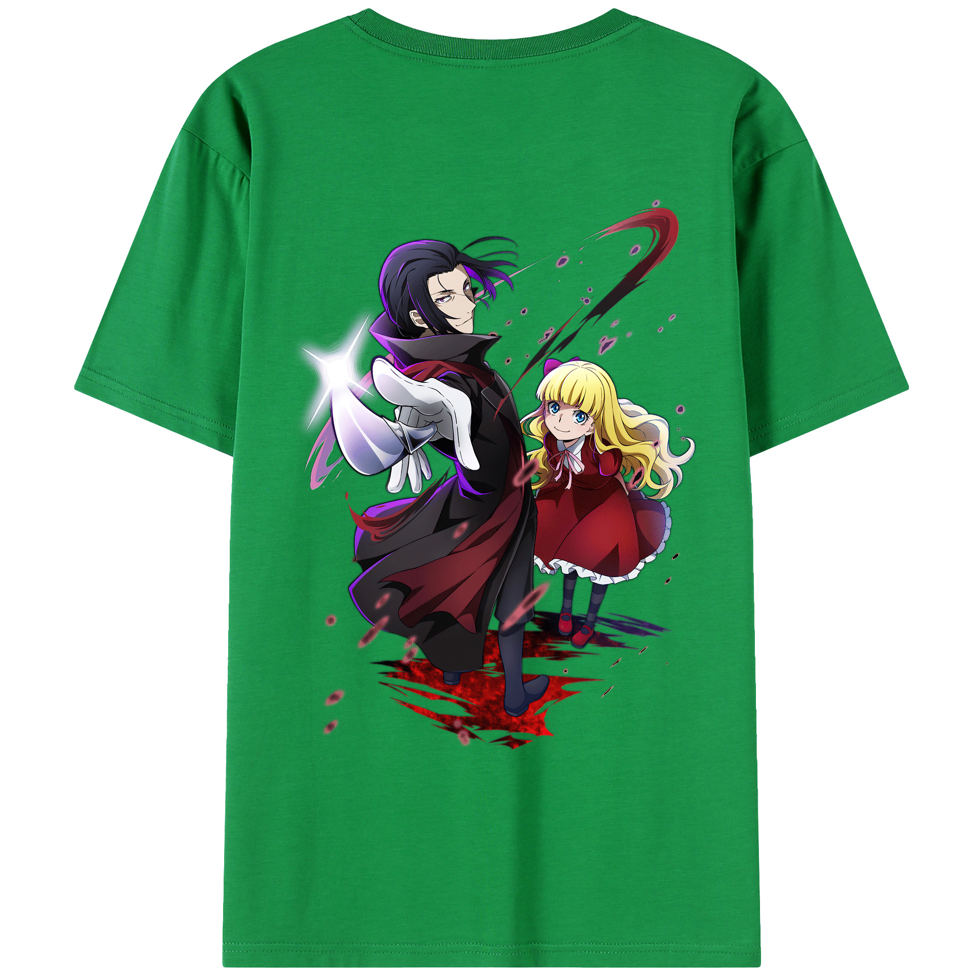 （画像用） 文豪ストレイドッグス Bungo Stray Dogs 綿100％ メンズ半袖Tシャツ（バックプリント） 通気性