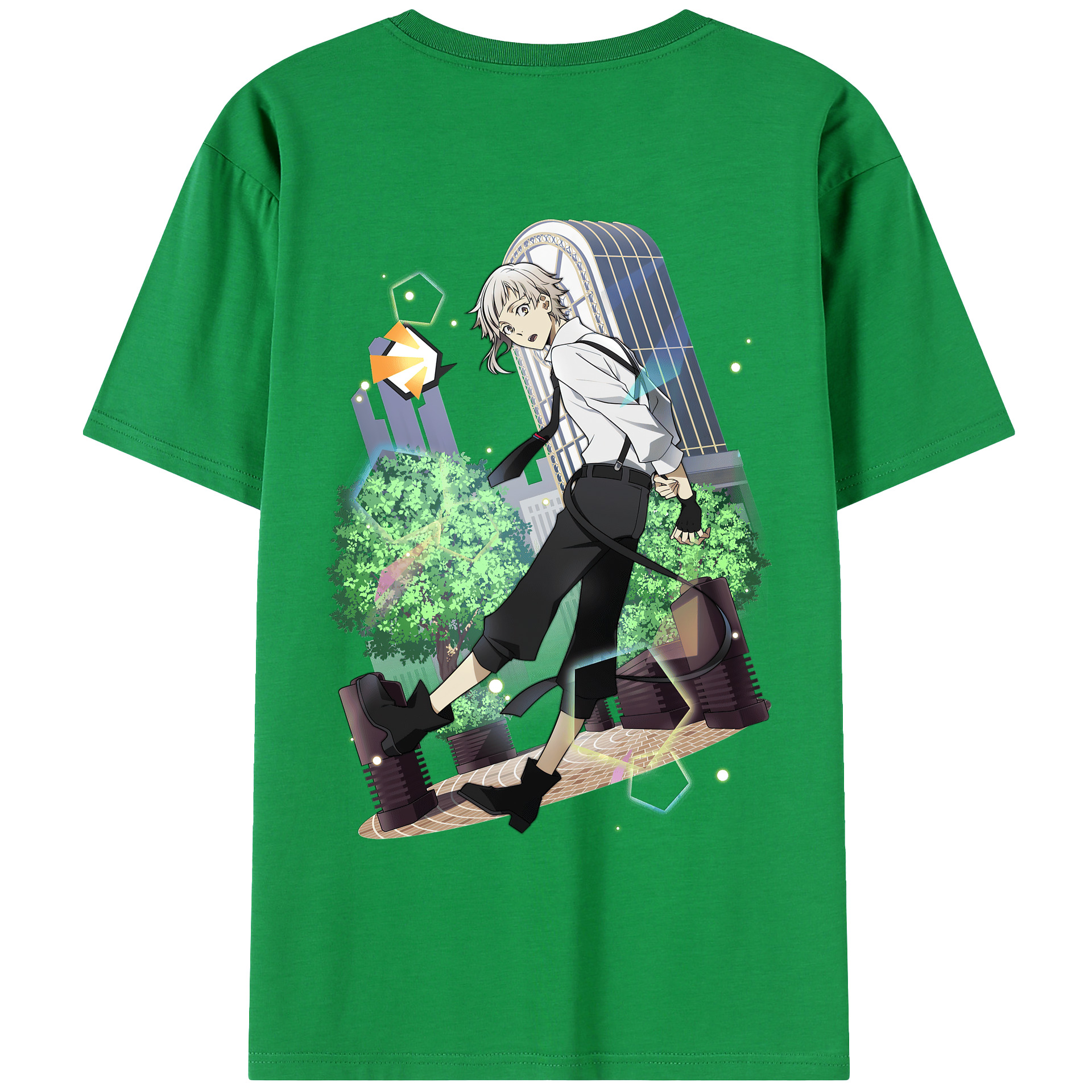 （画像用） 文豪ストレイドッグス Bungo Stray Dogs 綿100％ メンズ半袖Tシャツ（バックプリント） 通気性