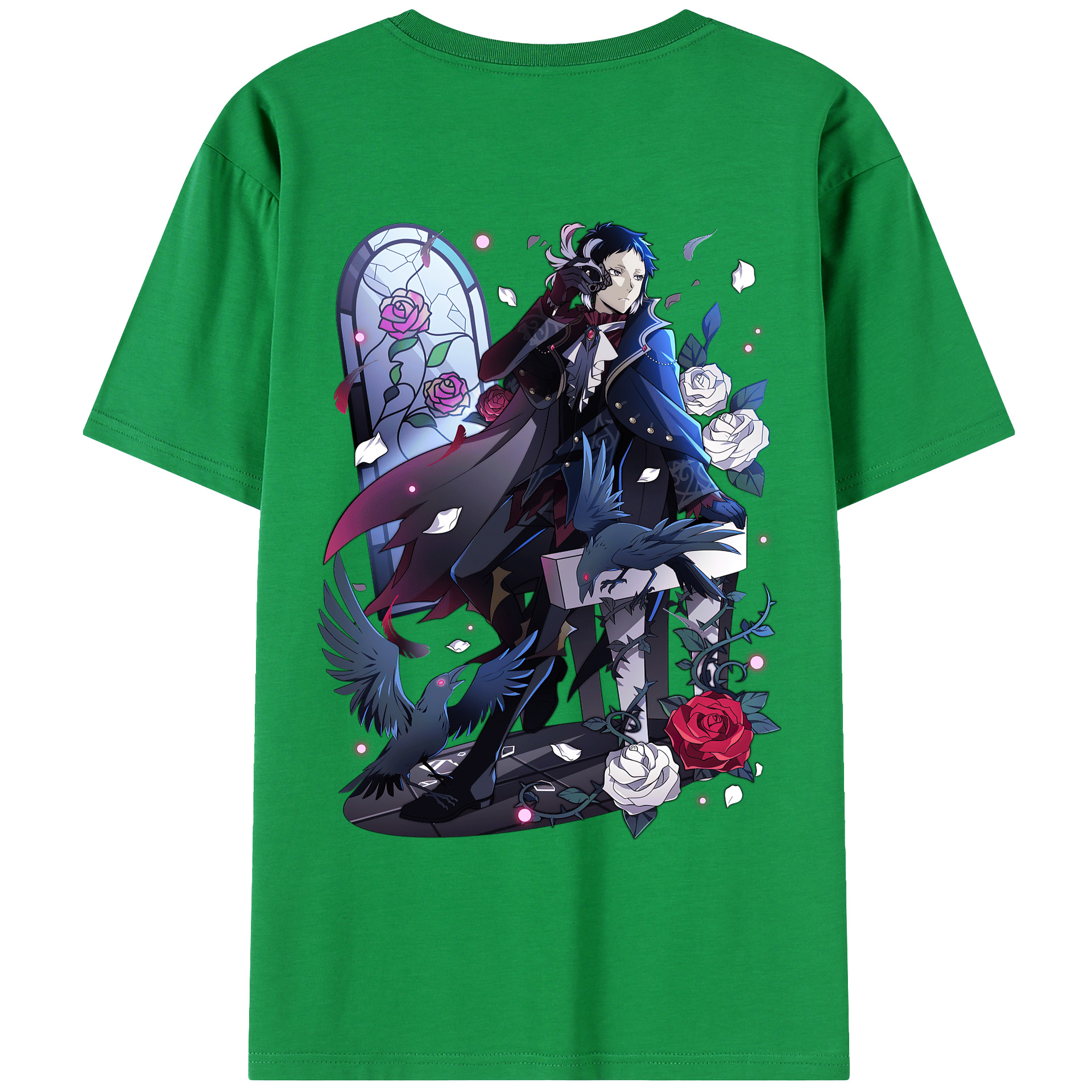 （画像用） 文豪ストレイドッグス Bungo Stray Dogs 綿100％ メンズ半袖Tシャツ（バックプリント） 通気性
