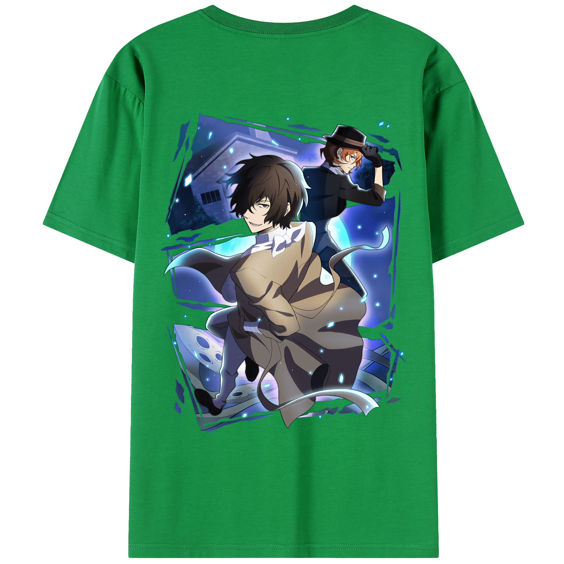 （画像用） 文豪ストレイドッグス Bungo Stray Dogs 綿100％ メンズ半袖Tシャツ（バックプリント） 通気性