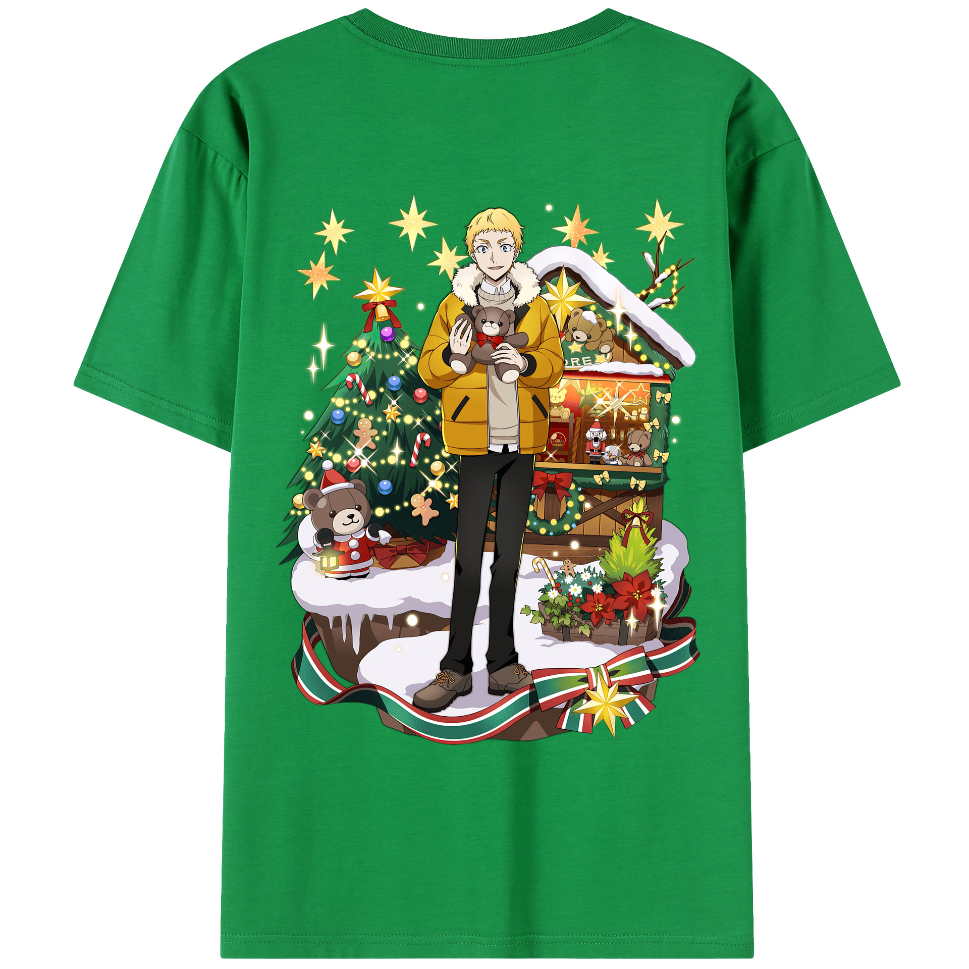 （画像用） 文豪ストレイドッグス Bungo Stray Dogs 綿100％ メンズ半袖Tシャツ（バックプリント） 通気性