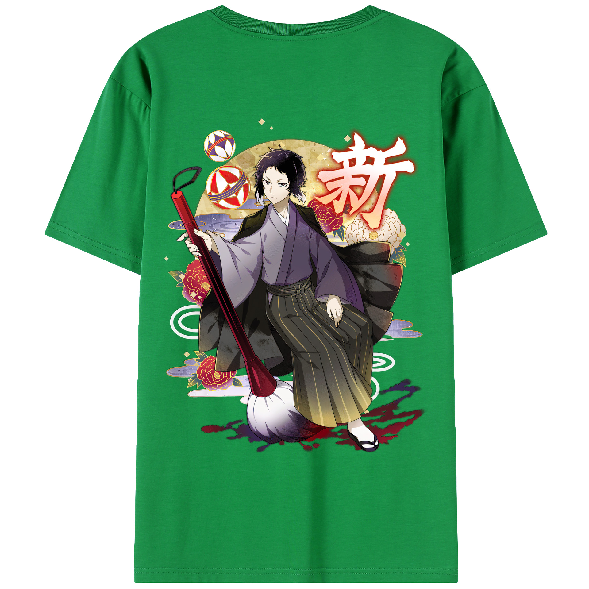 （画像用） 文豪ストレイドッグス Bungo Stray Dogs 綿100％ メンズ半袖Tシャツ（バックプリント） 通気性