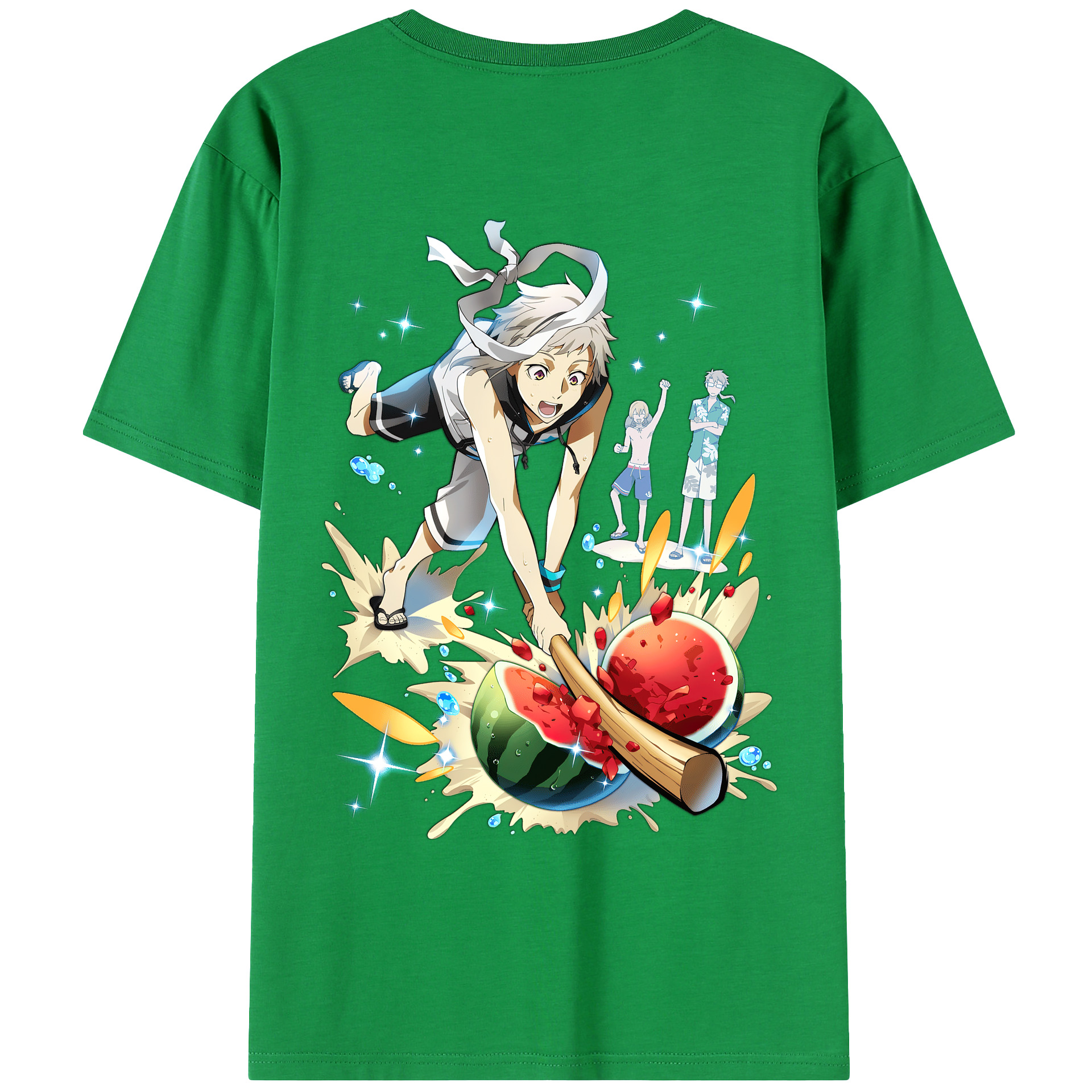 （画像用） 文豪ストレイドッグス Bungo Stray Dogs 綿100％ メンズ半袖Tシャツ（バックプリント） 通気性